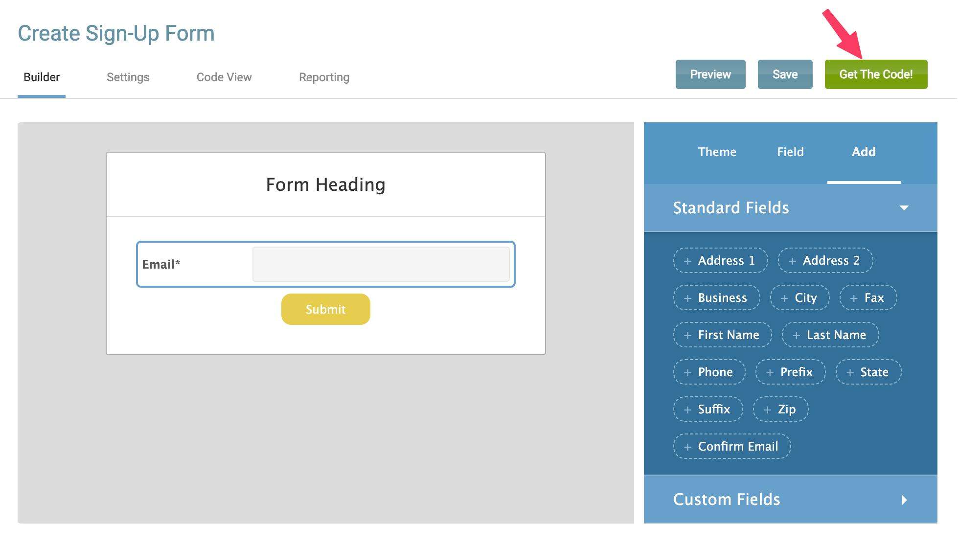 Get the Code to display iContact form(s)