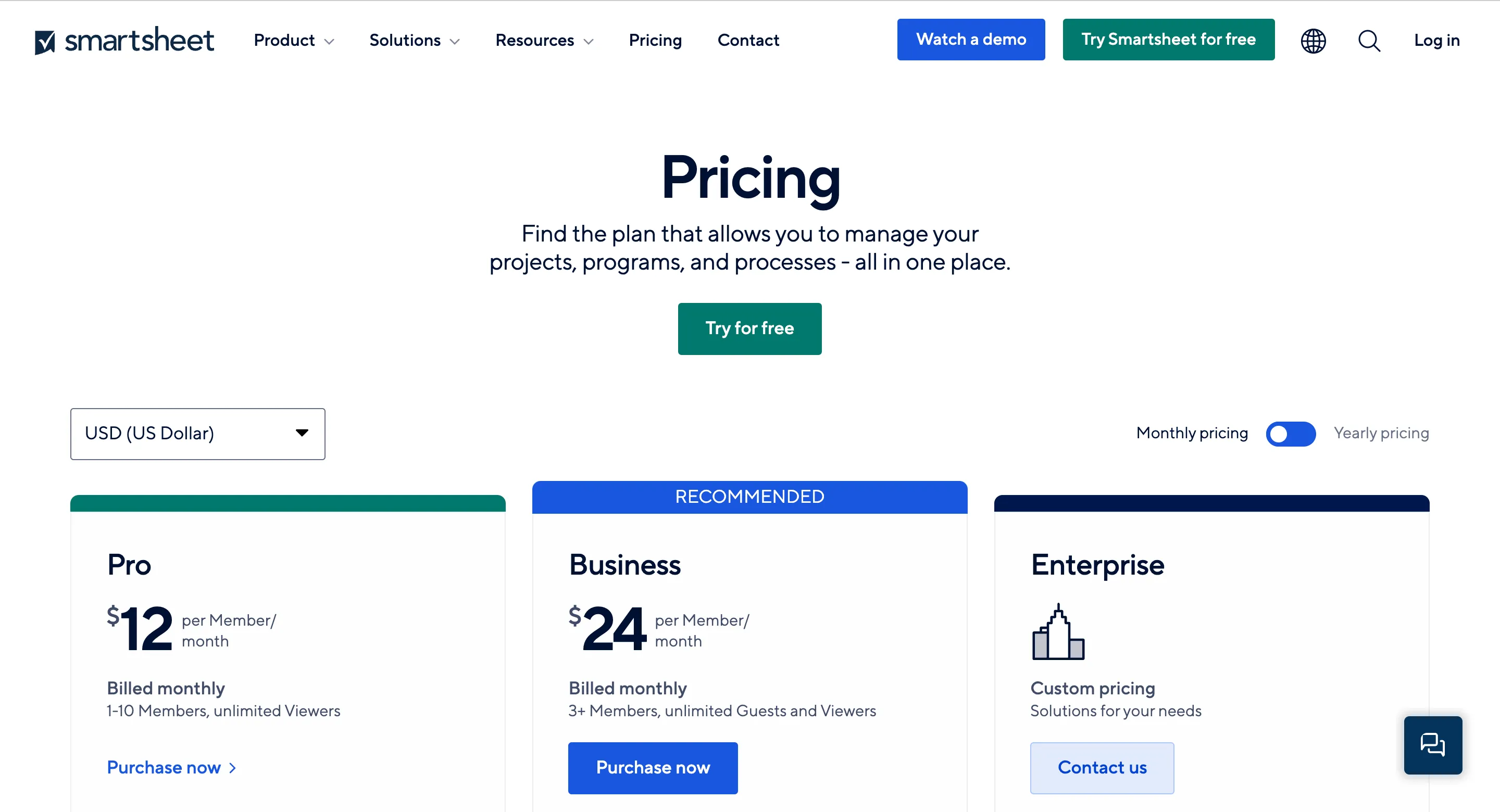 Цены на Smartsheet Цены на Smartsheet