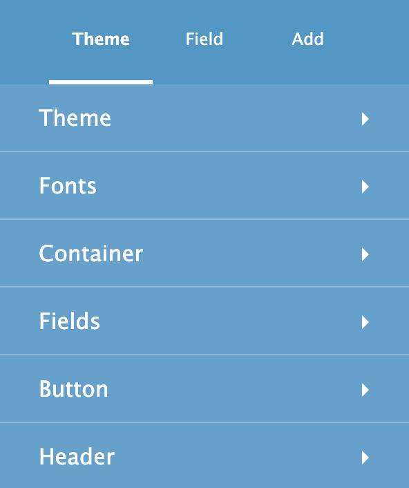 iContact form builder theme settings