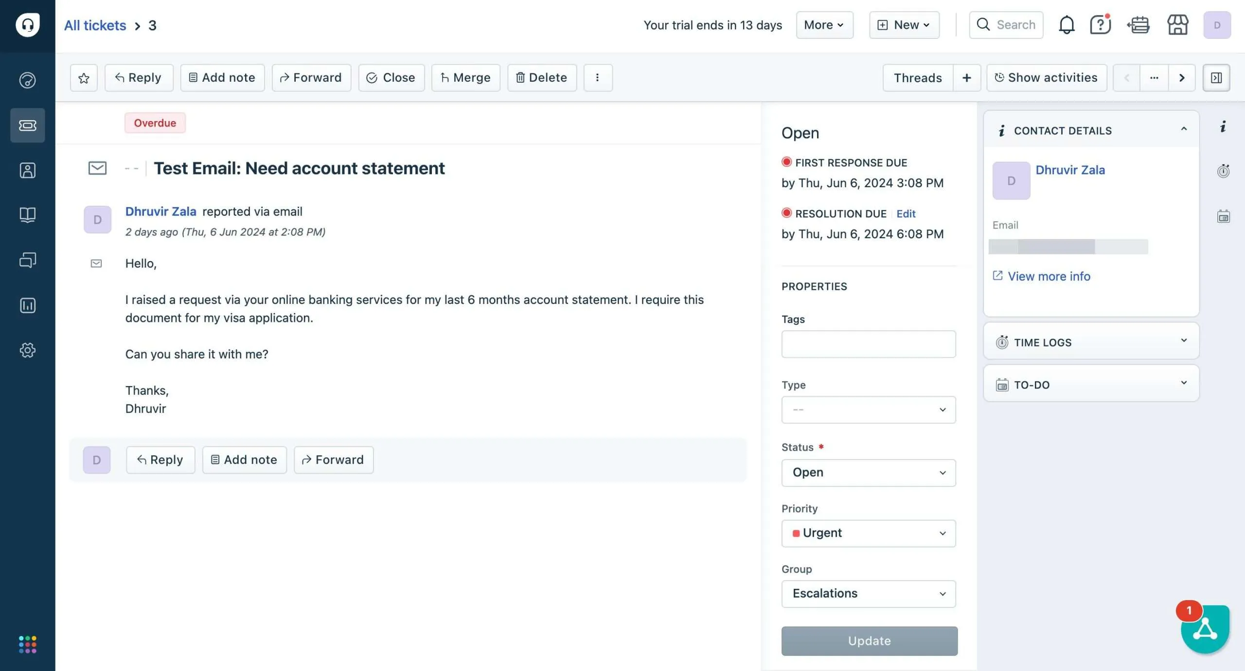 Otwarcie konkretnego biletu Freshdesk Otwarcie konkretnego biletu Freshdesk