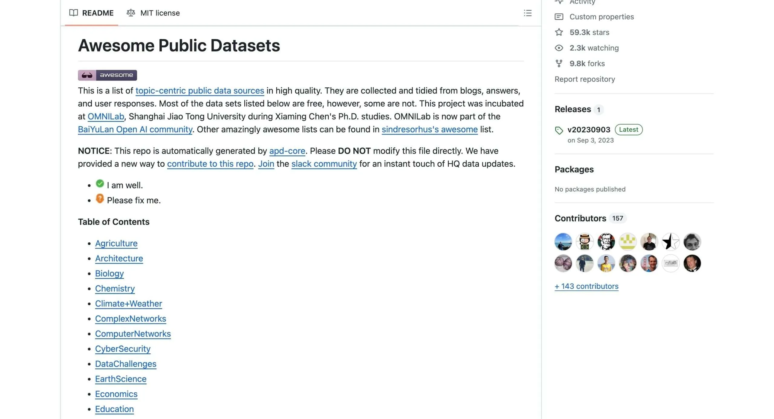 Fantastiske offentlige datasett (GitHub)