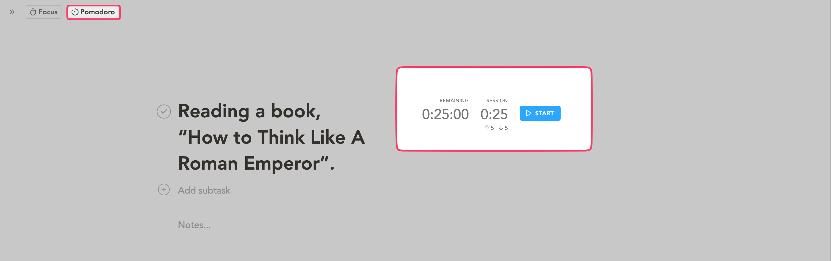 Pomodoro Timer inside Sunsama