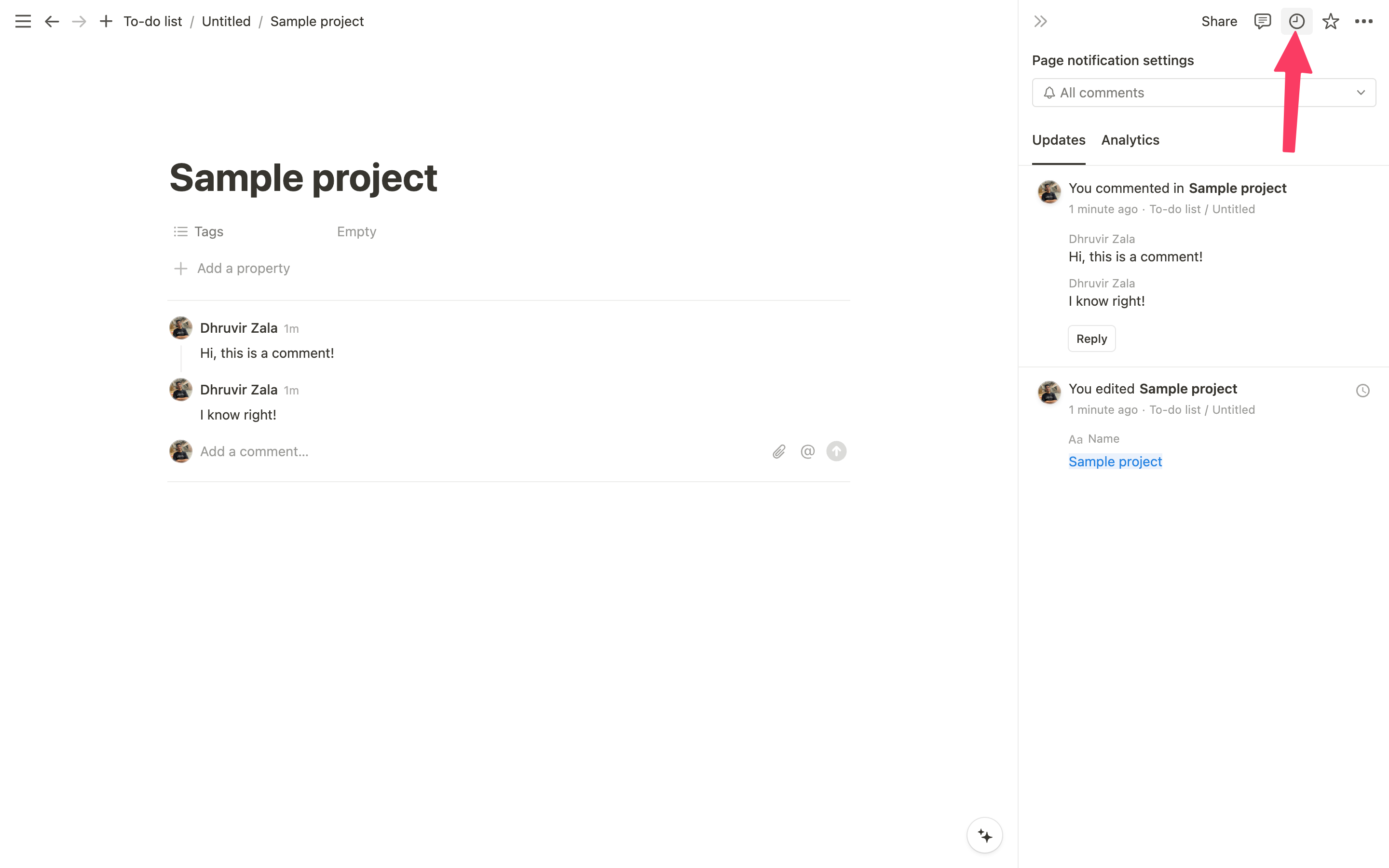 View all updates features in Notion