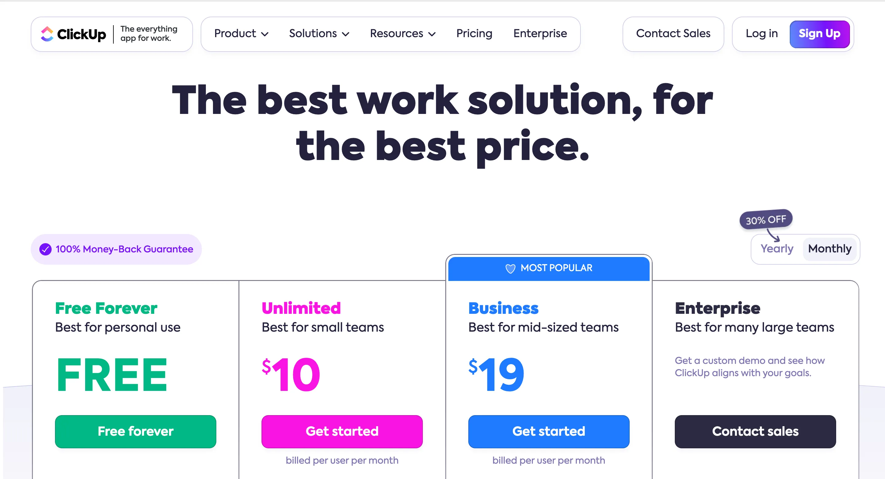 ClickUp-prissättning ClickUp-prissättning