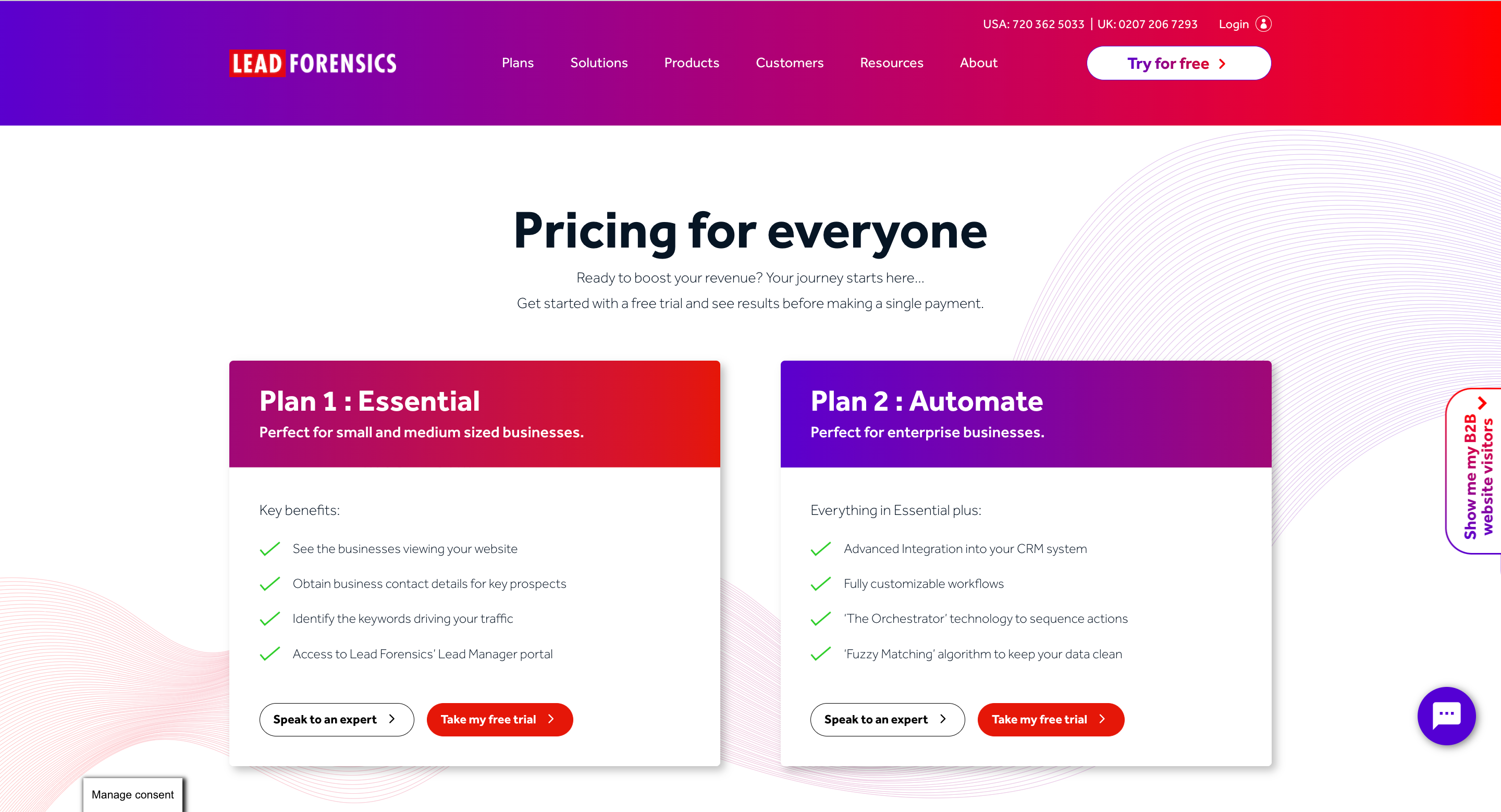 Lead Forensics price and plans