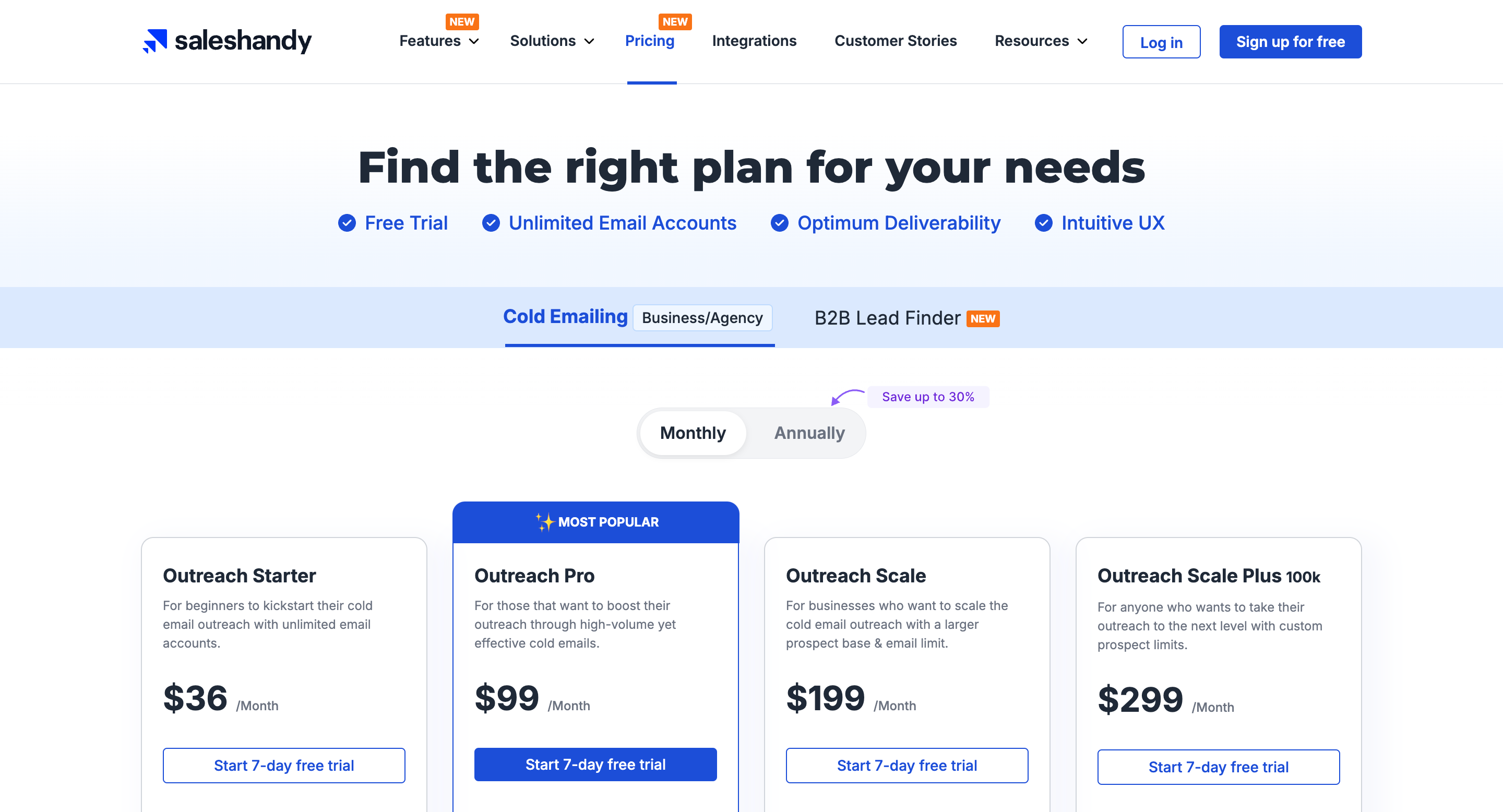 Saleshandy price and plans