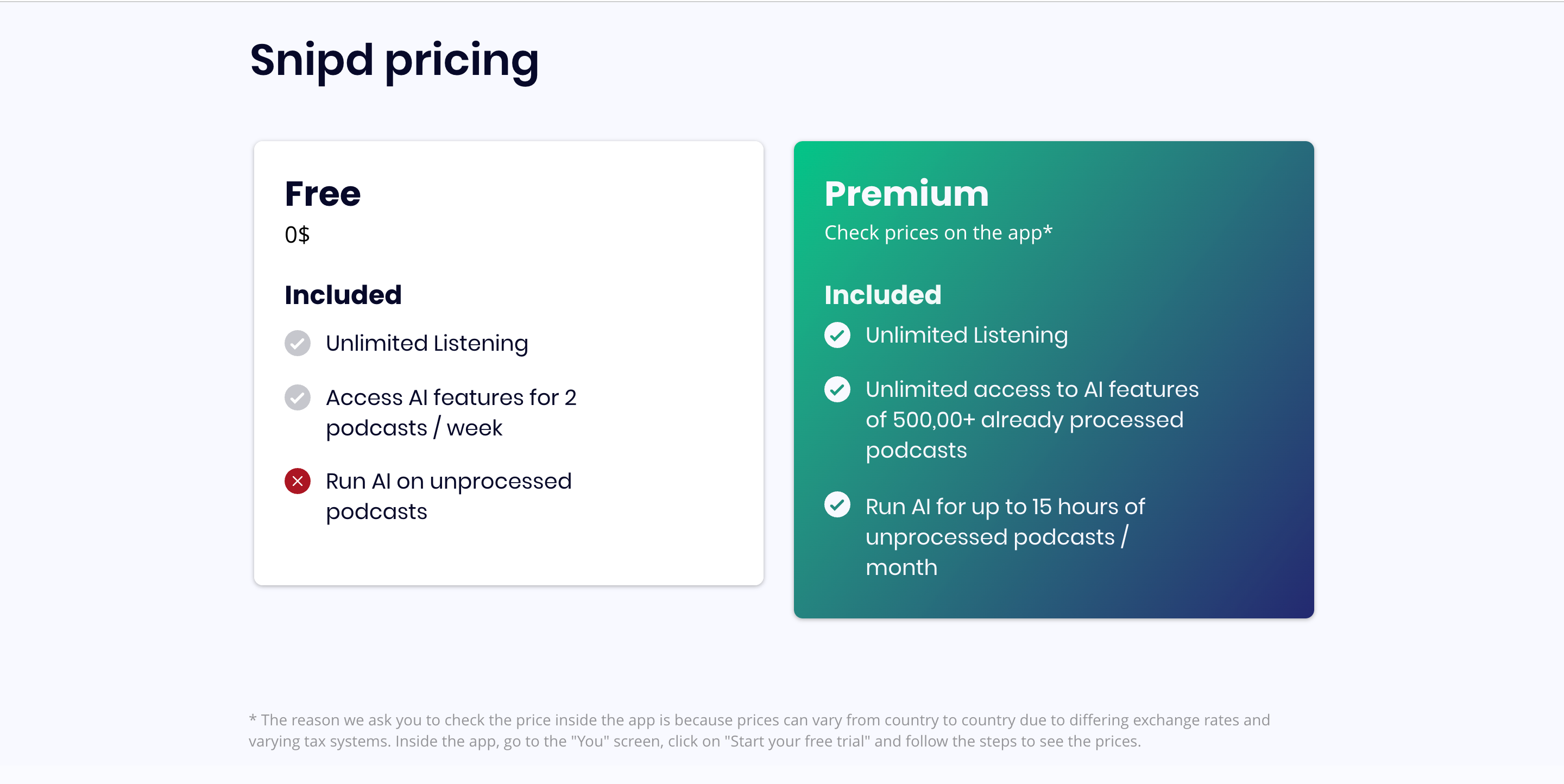 Snipd pricing