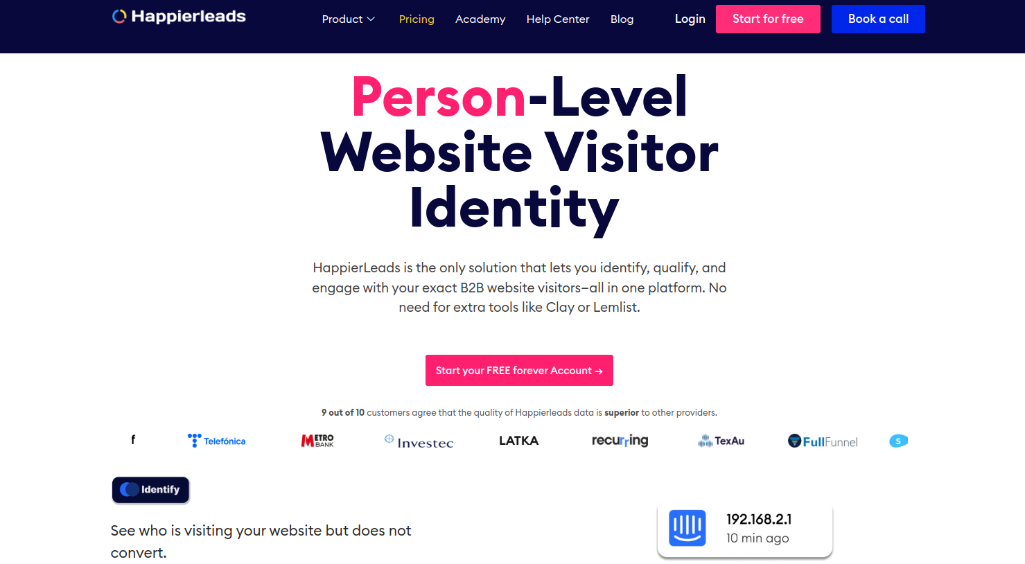 Software de rastreamento de visitantes Happierleads