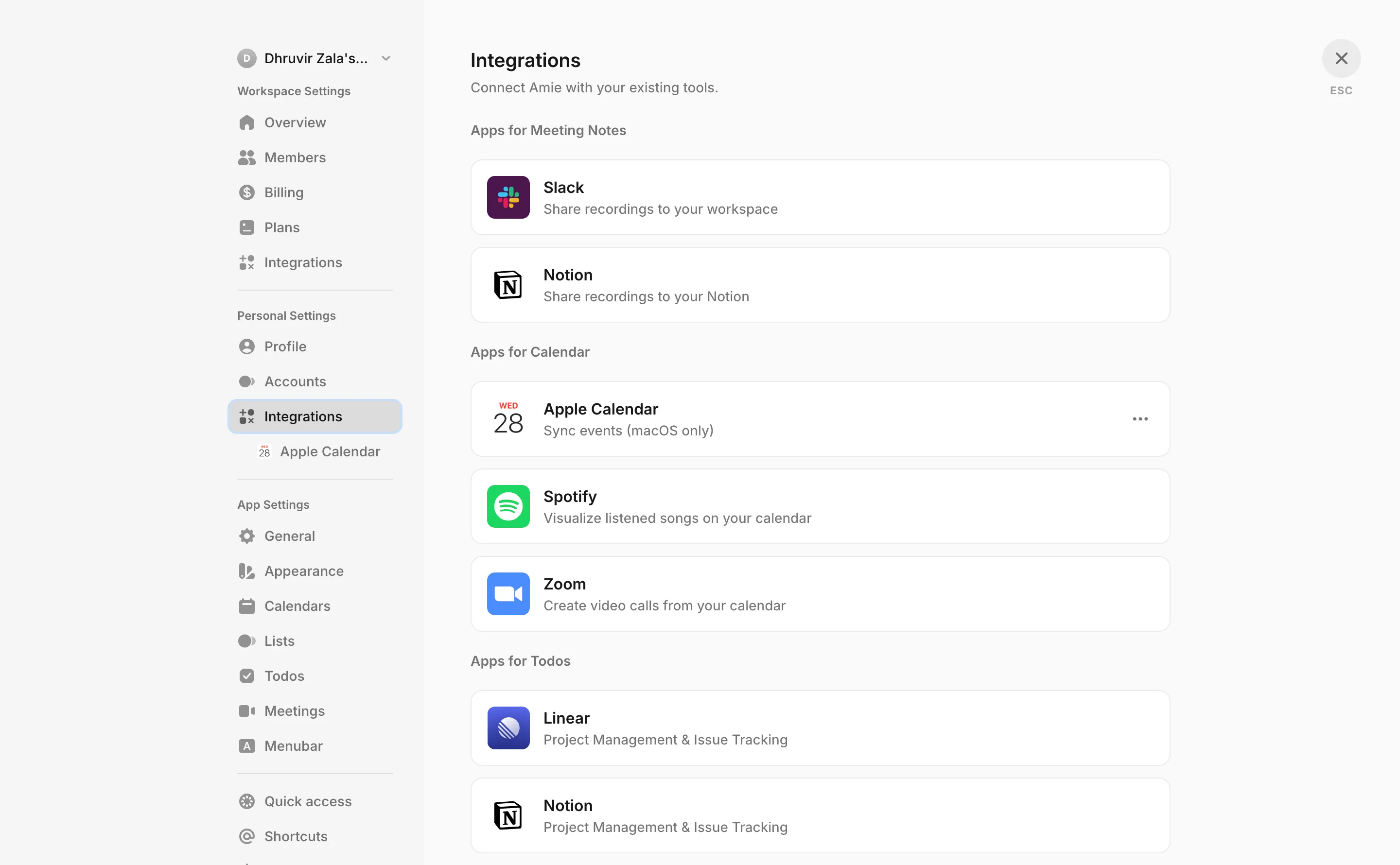 Integraciones de Amie