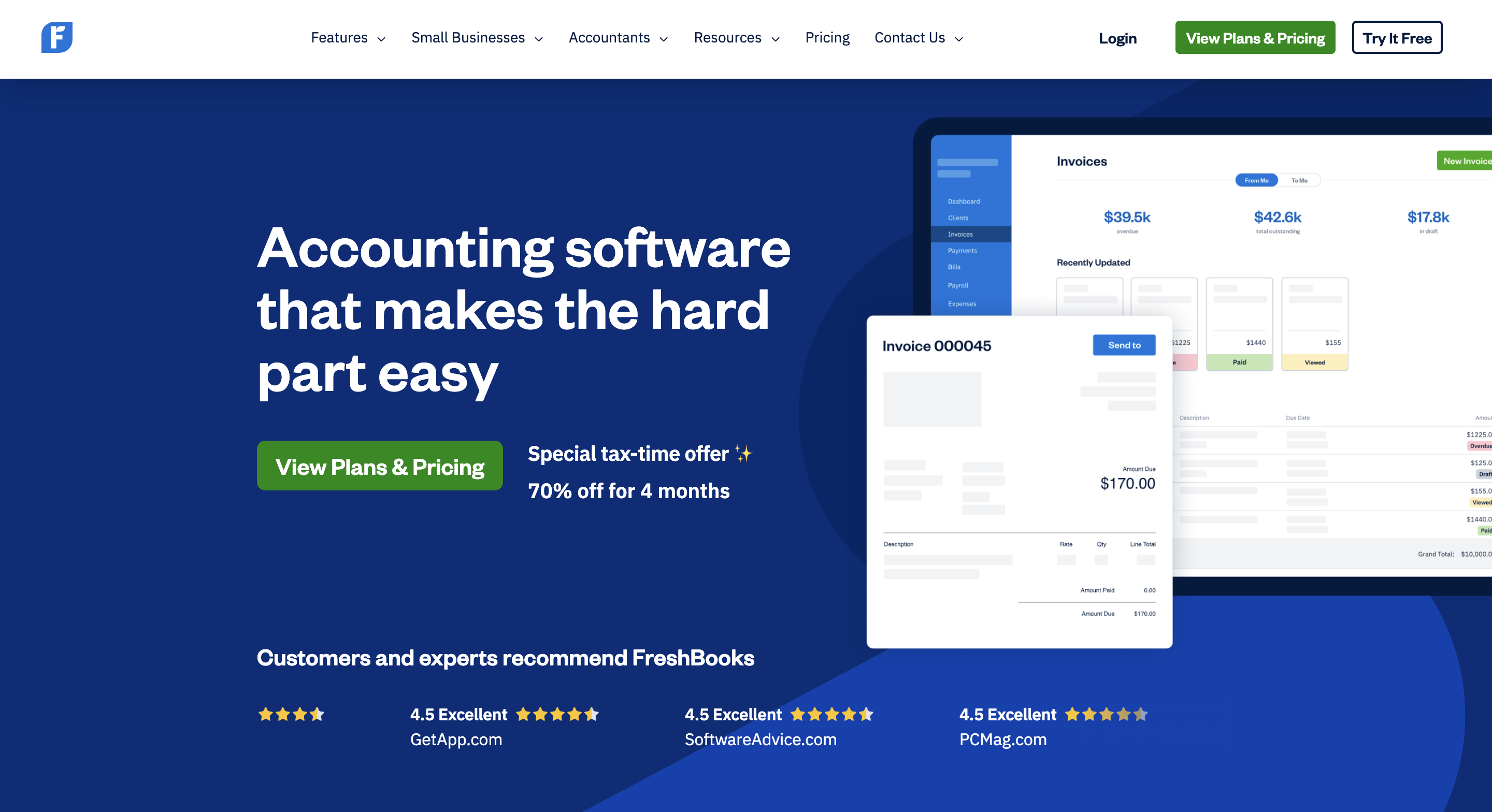 FreshBooks new homepage