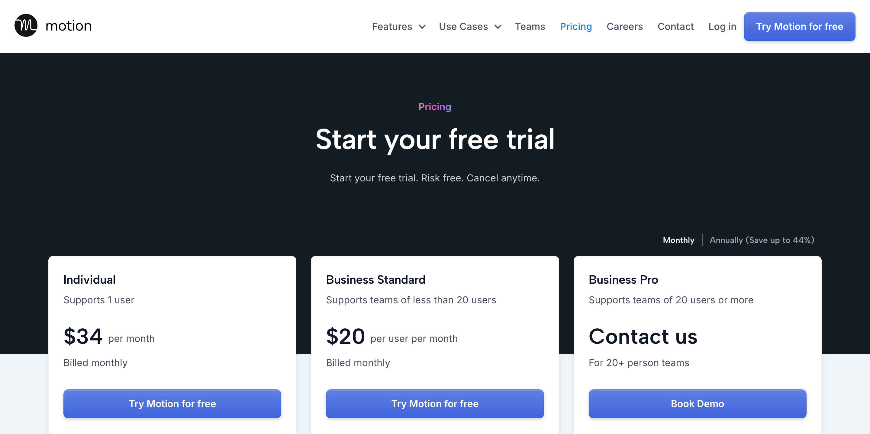 Motion pricing