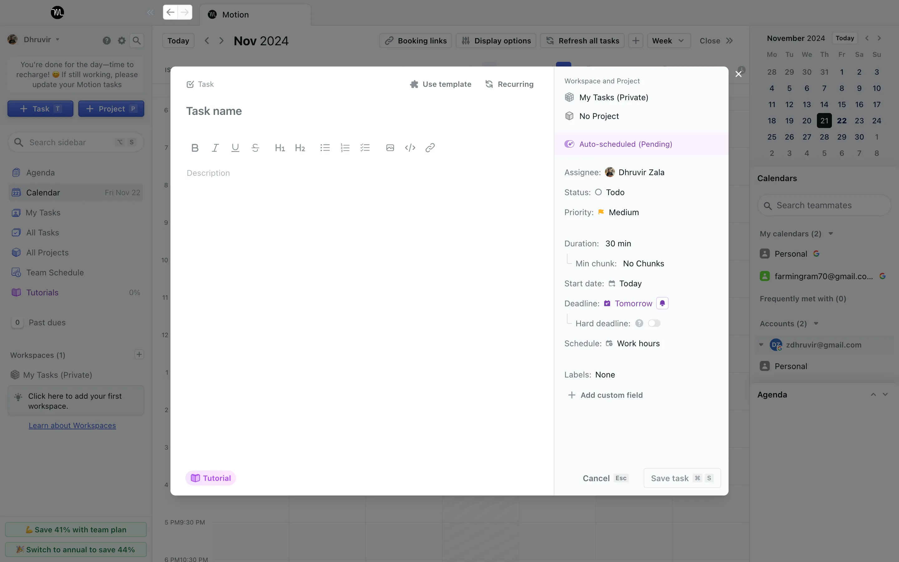 Detalles de las tareas de Motion con programación de IA