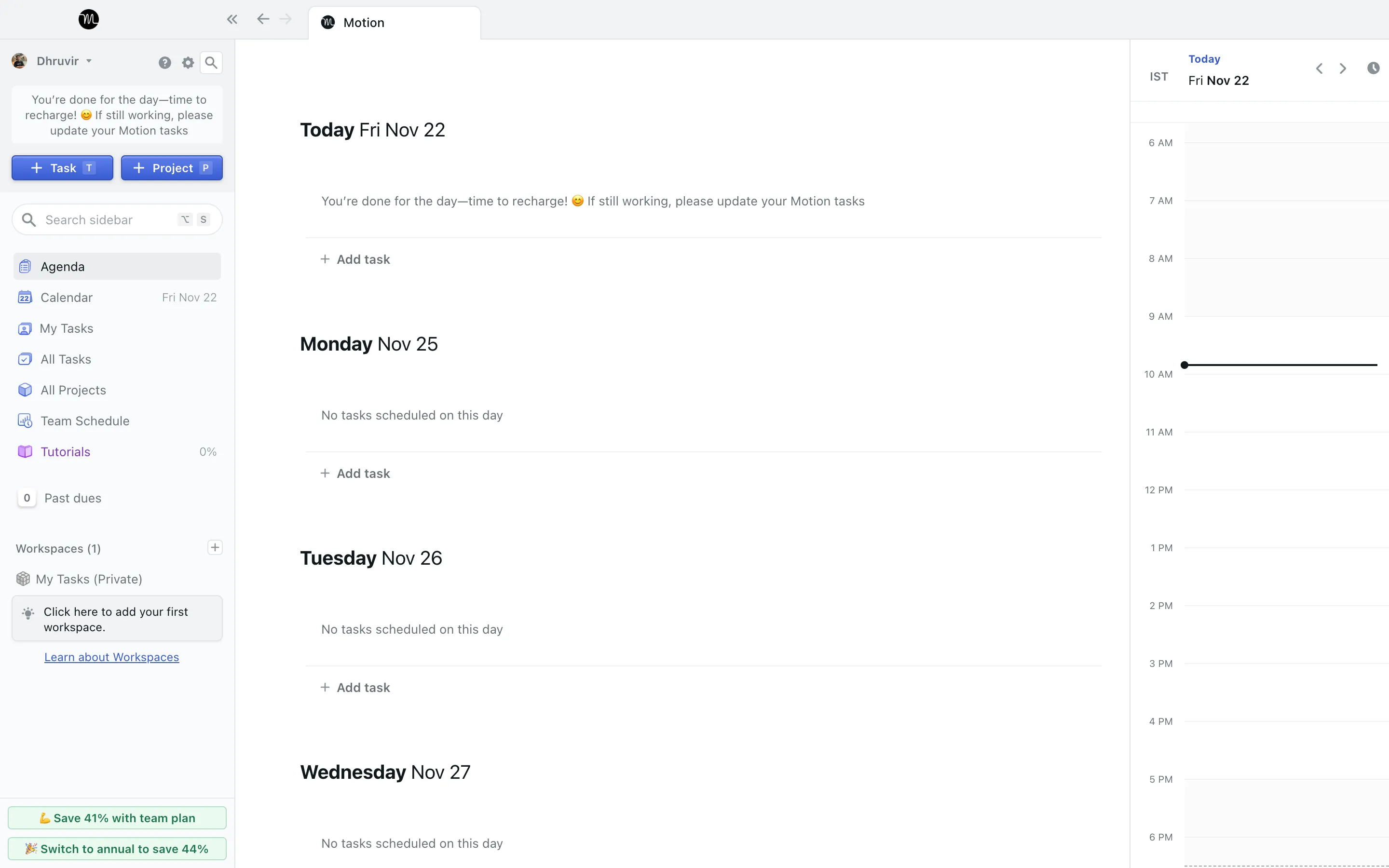 Agenda semanal de Motion