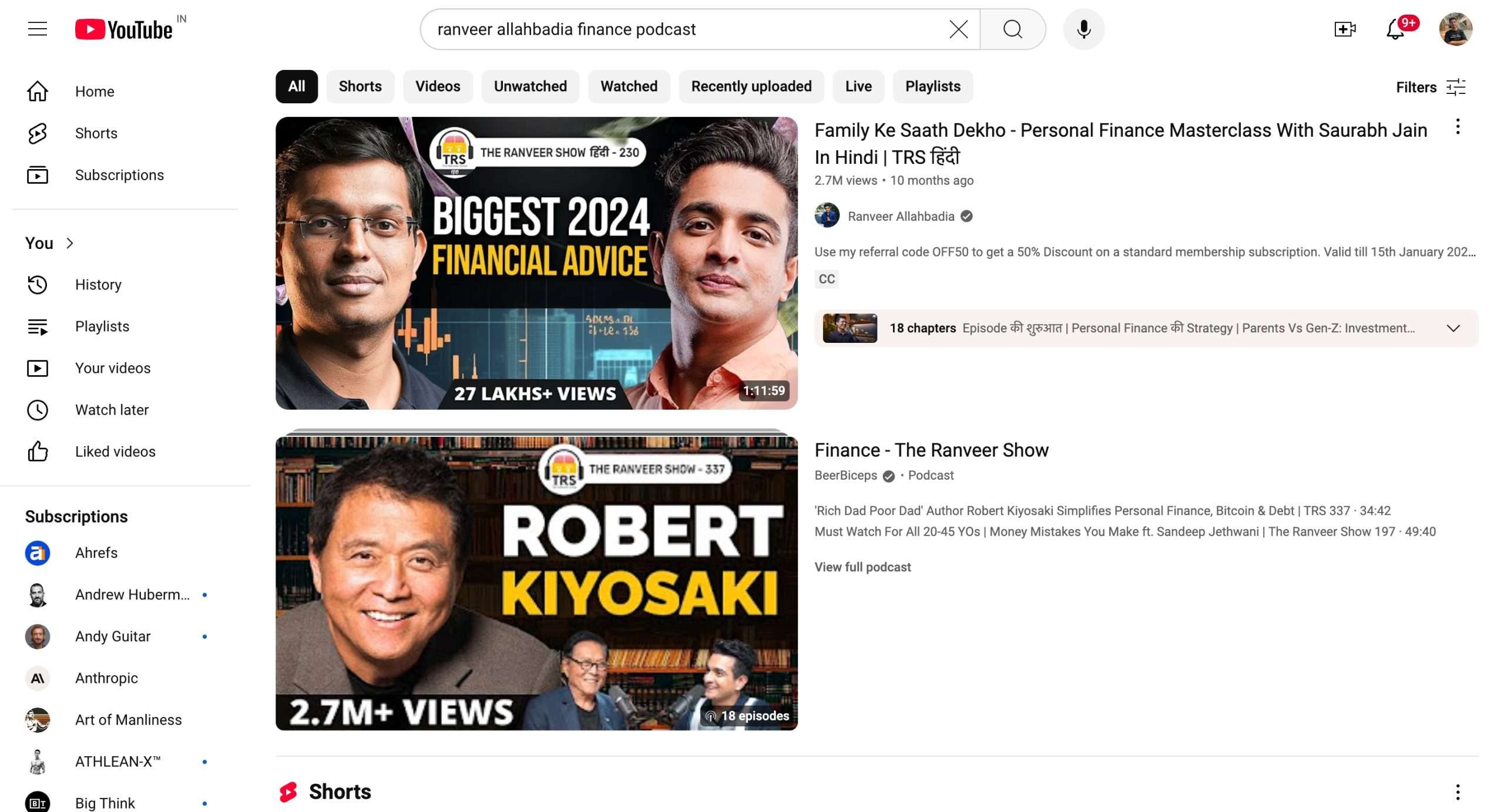 Ranveer Allahbadia's finance podcasts