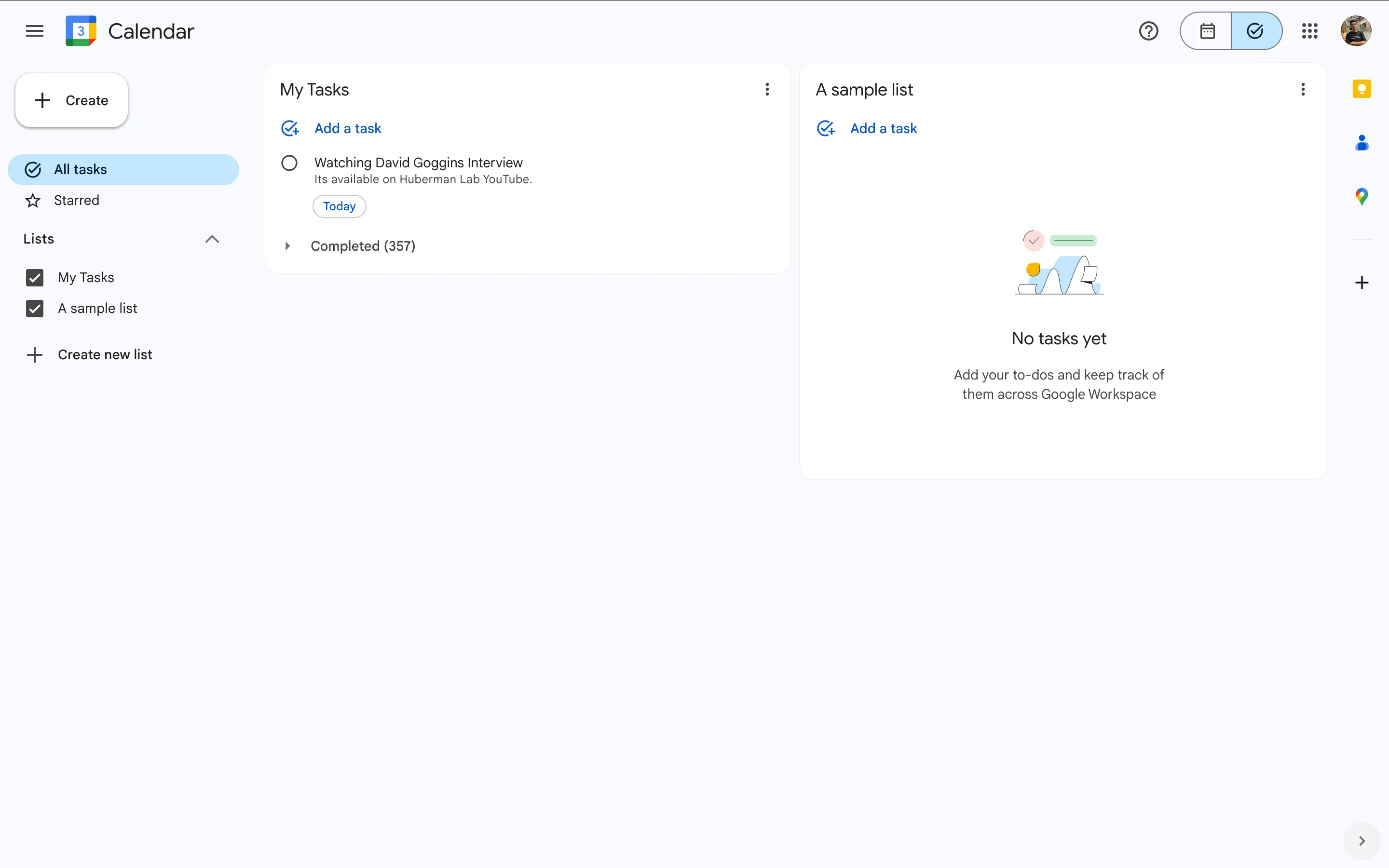 Google Tasks-Schnittstelle