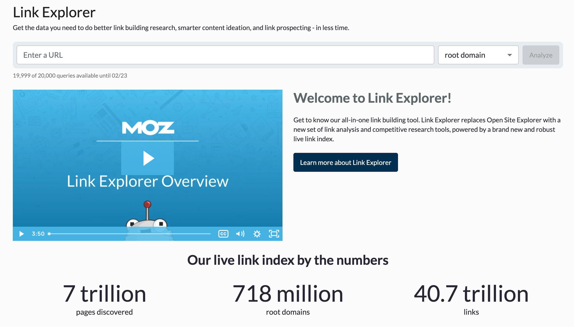Link Explorer in Moz Pro