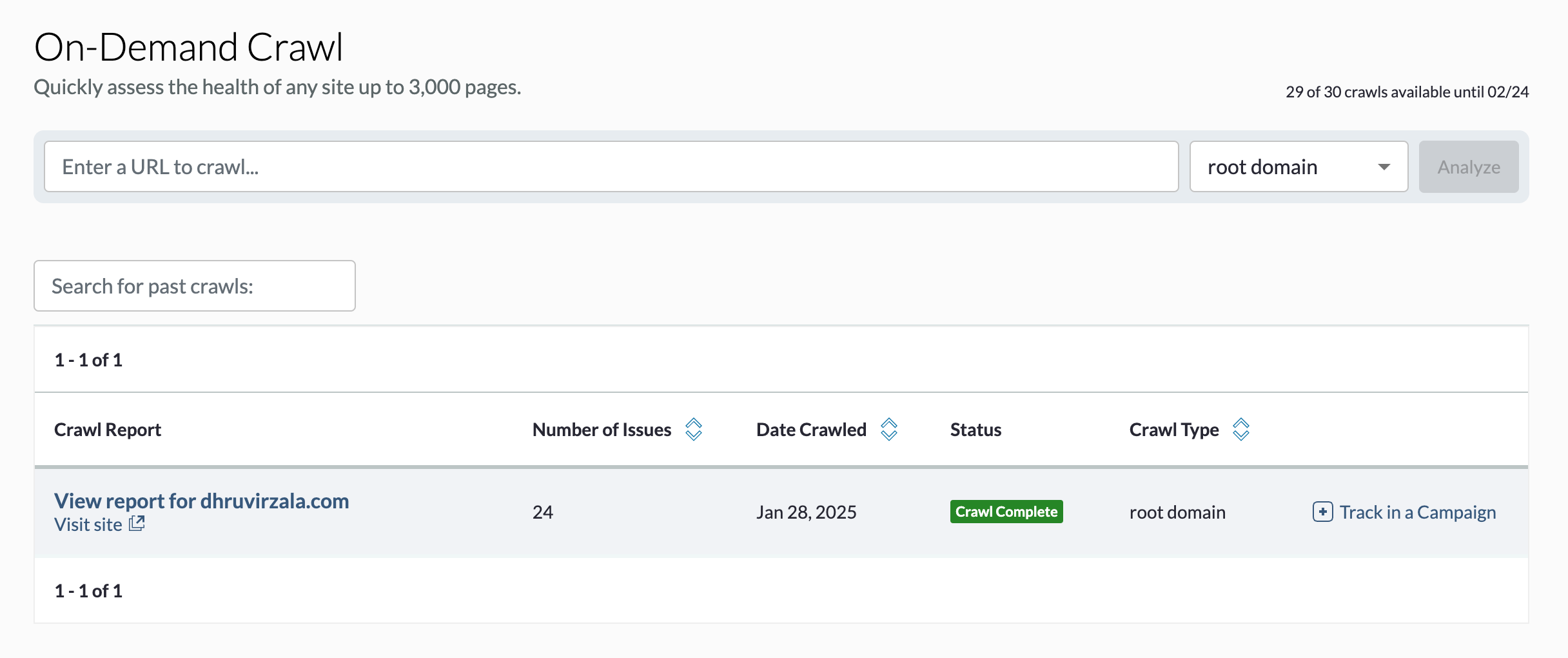On Demand Crawl