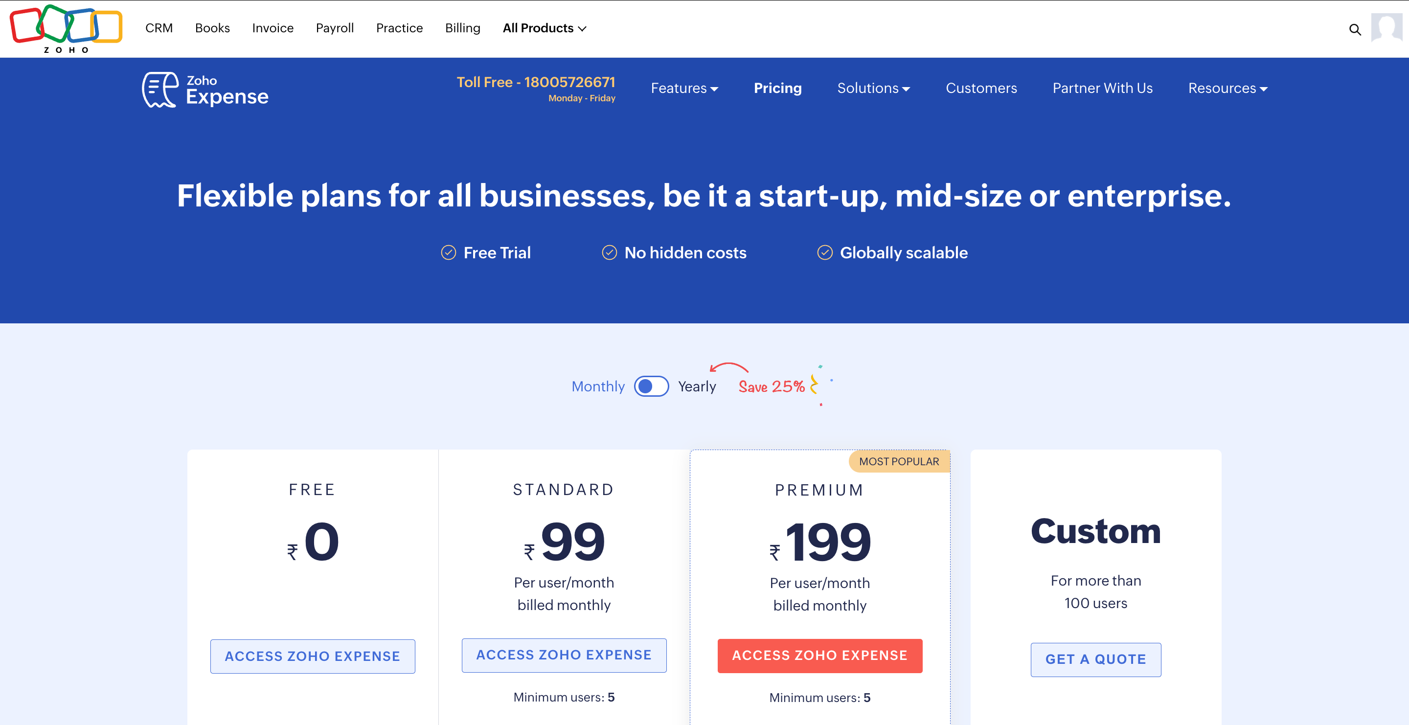 Zoho Expense Pricing