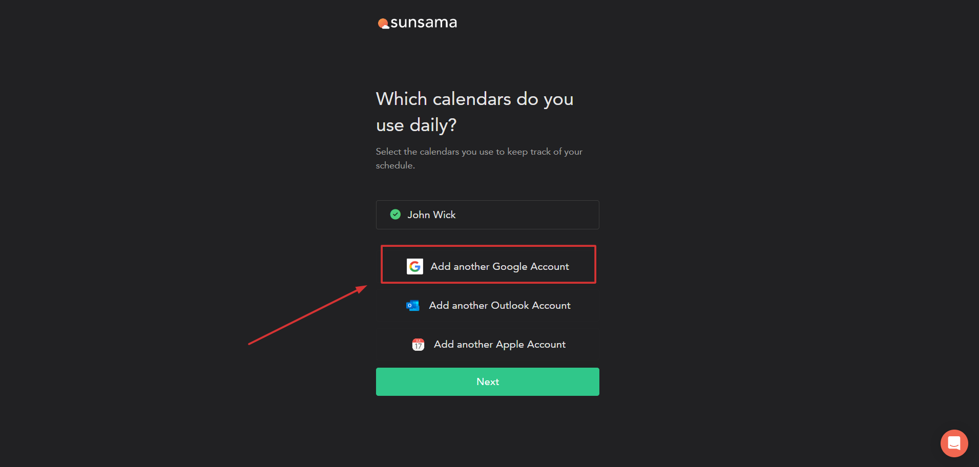 Adding Calendar Sunsama