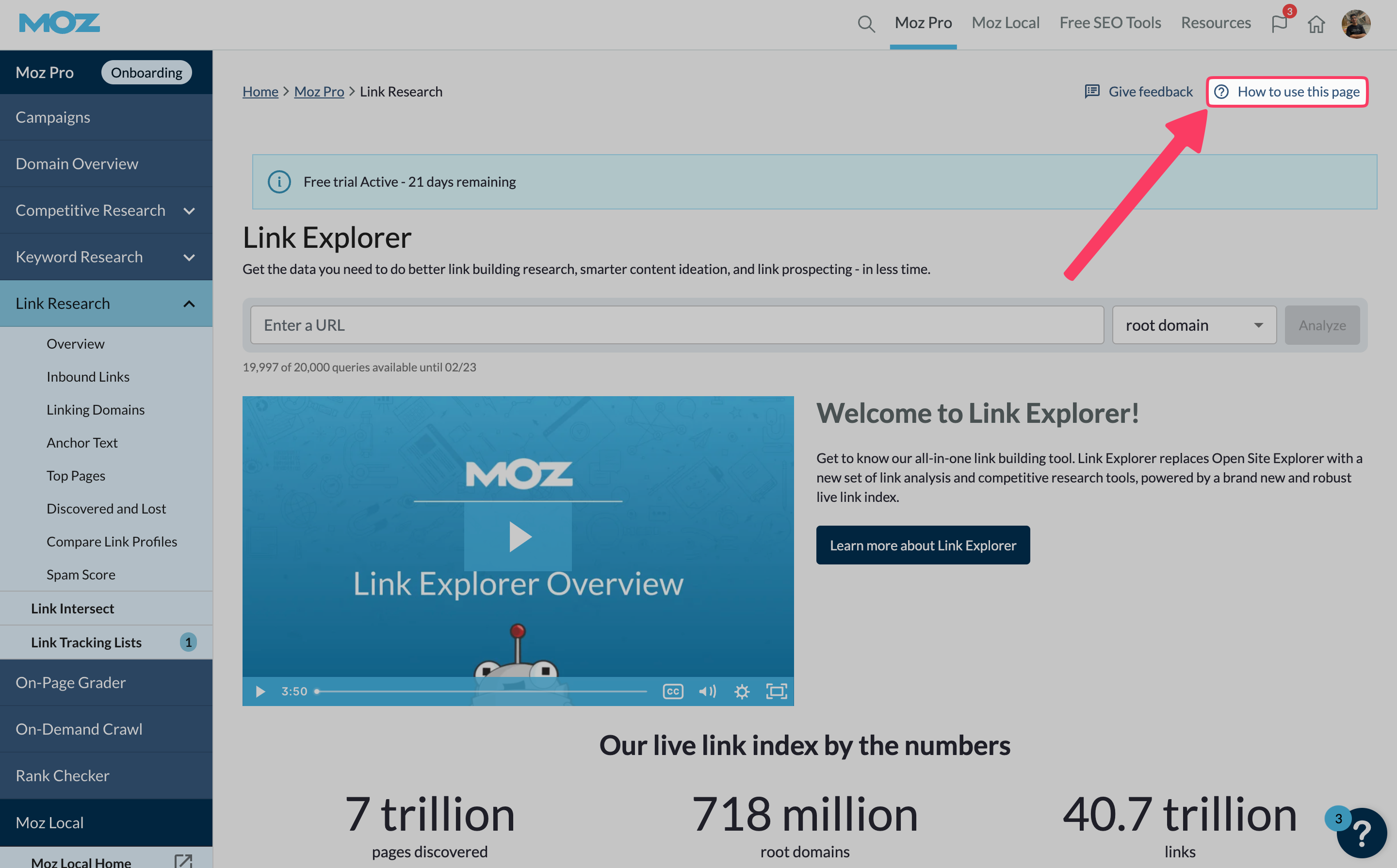 Come utilizzare le sezioni di aiuto di questa pagina in Moz Pro