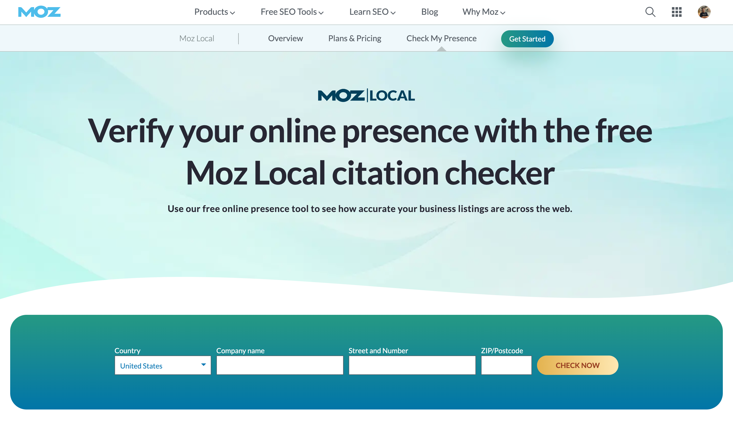 La mia presenza online di Moz Local