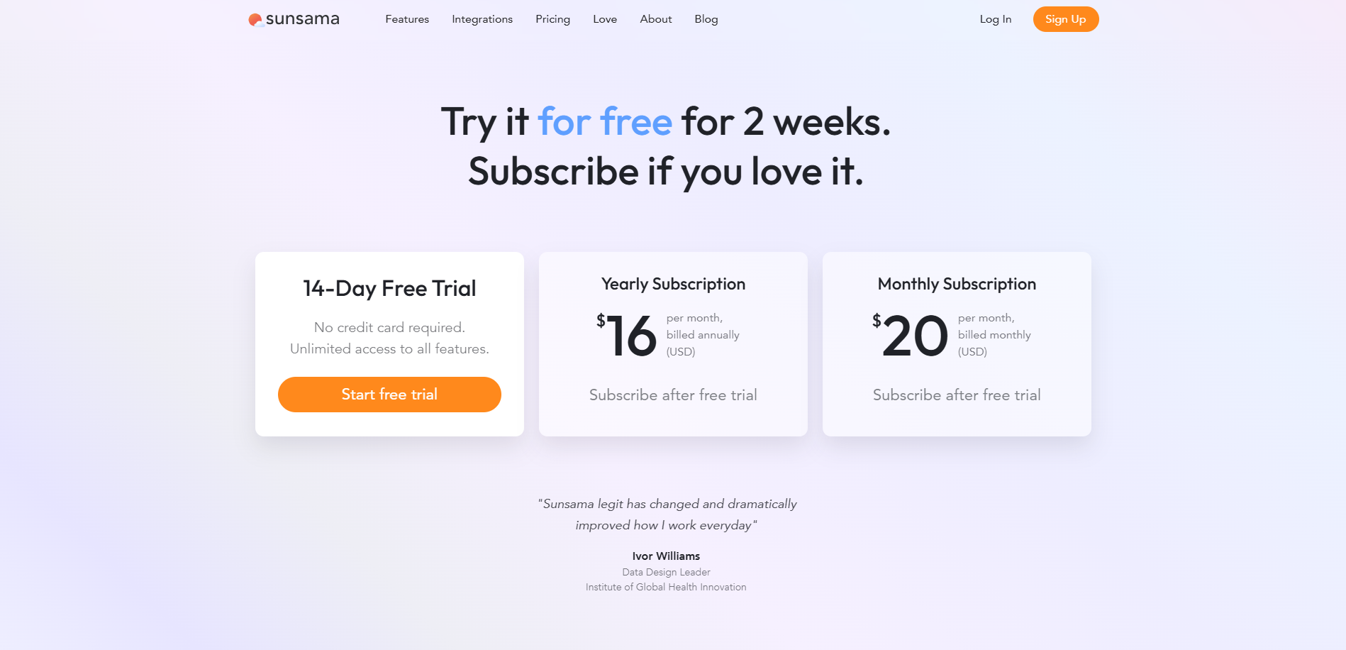 Sunsama Pricing