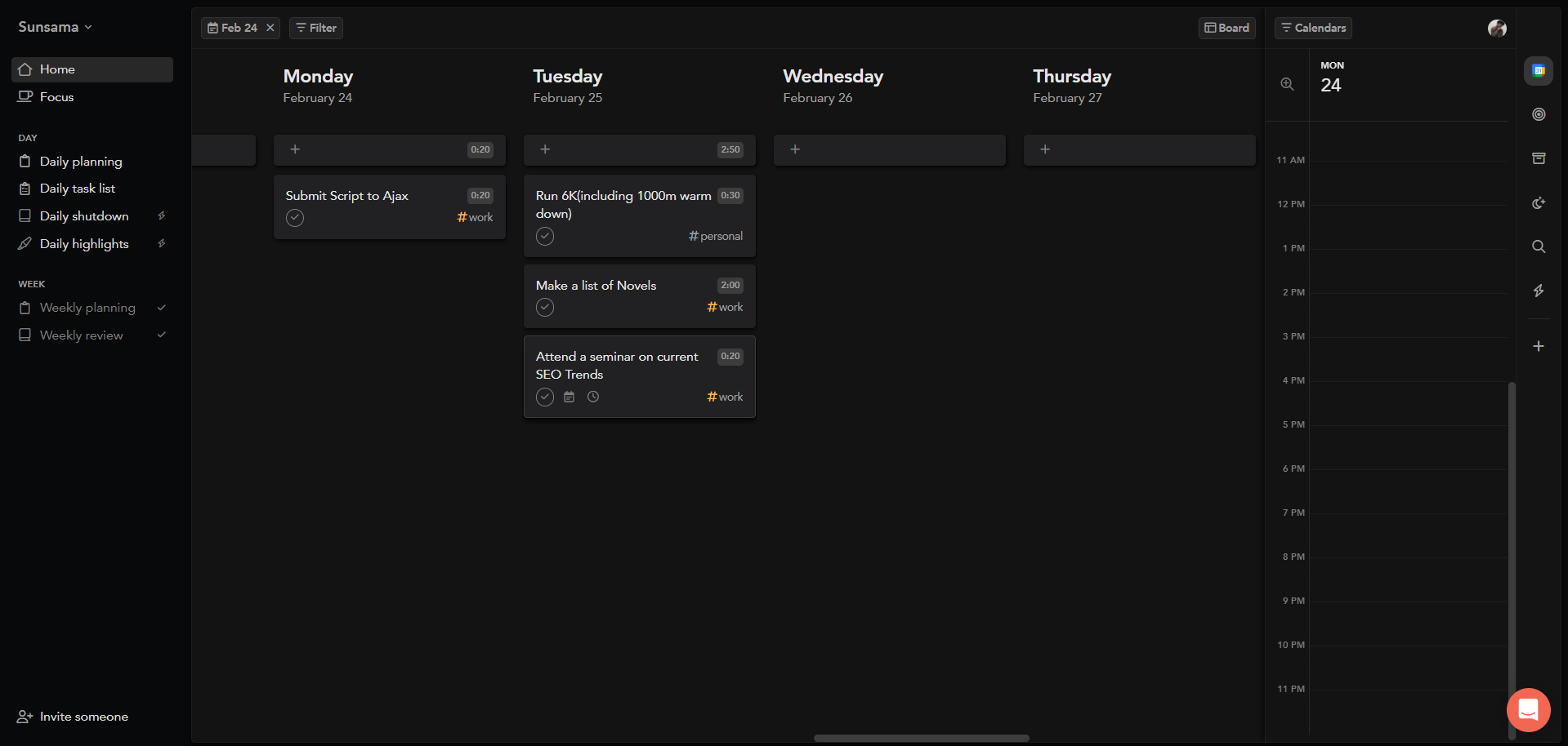 Weekly Scheduling