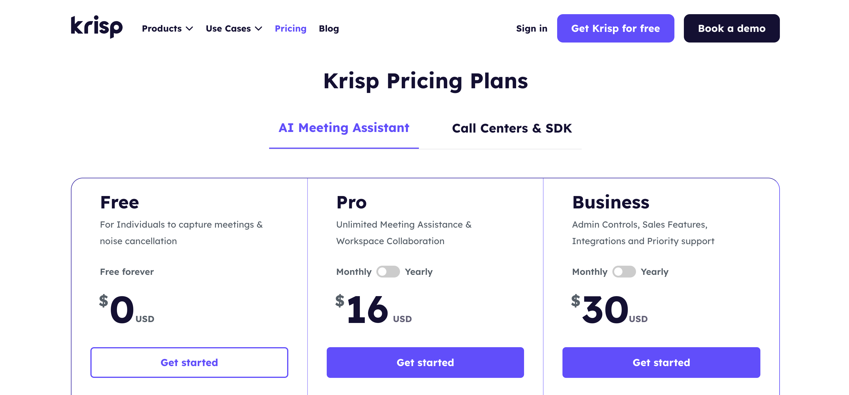 Krisp pricing