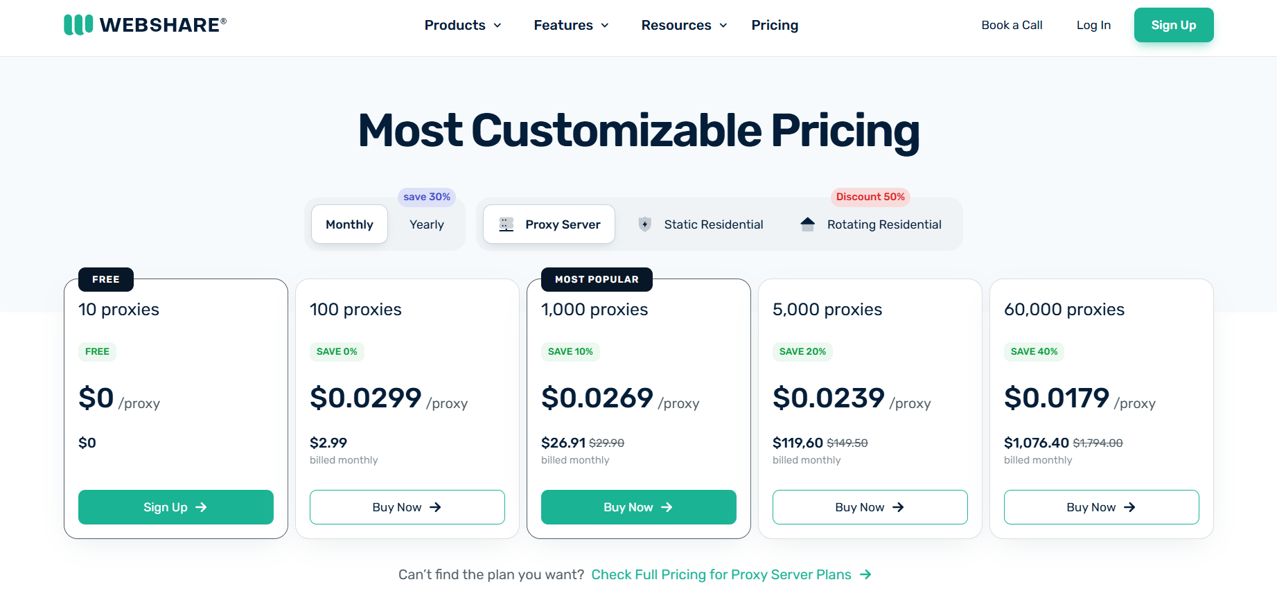 Webshare Pricing