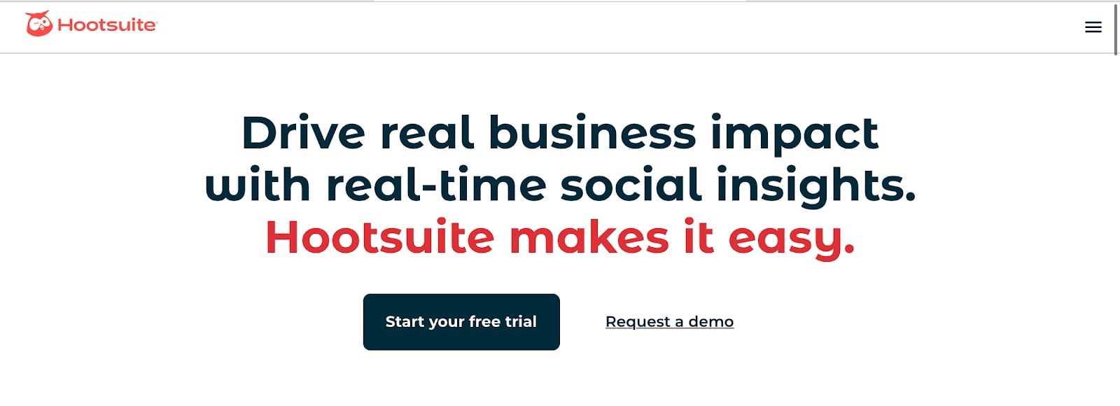 Snapshot of Hootsuite Homepage
