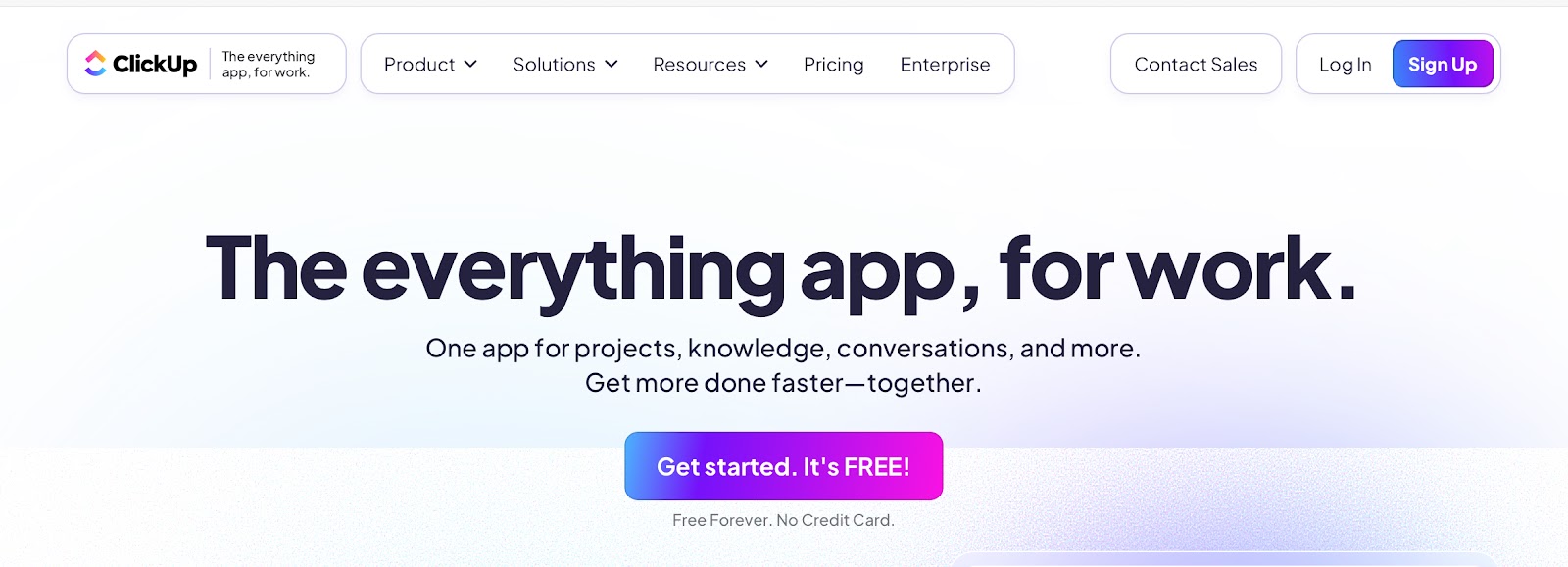 Snapshot of ClickUp Homepage