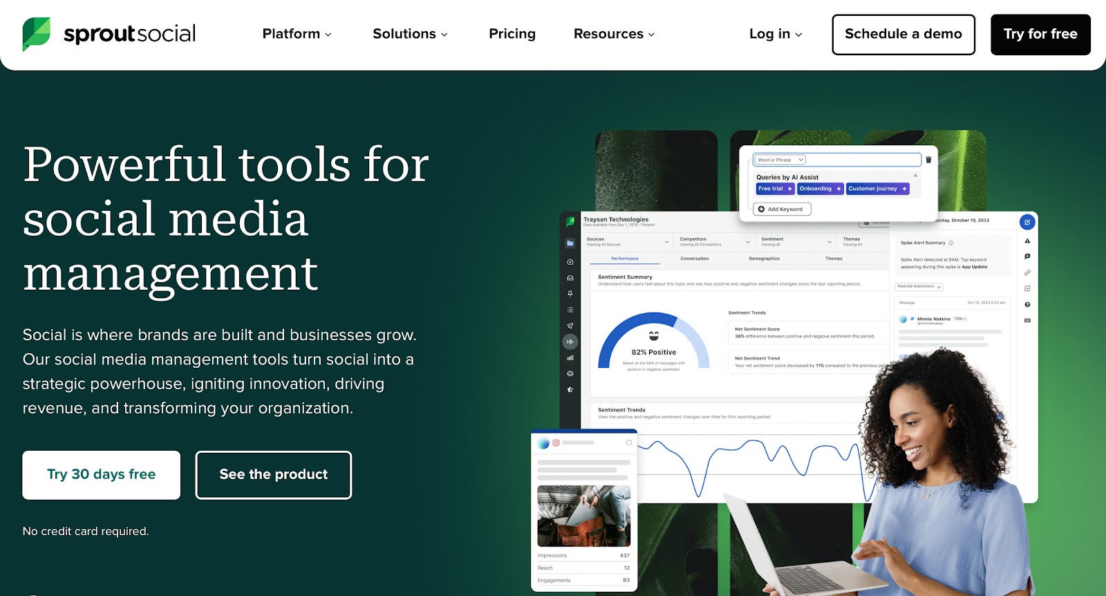 Snapshot of Sprout Social Homepage