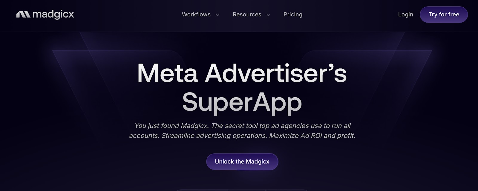 Snapshot of Madgicx Homepage