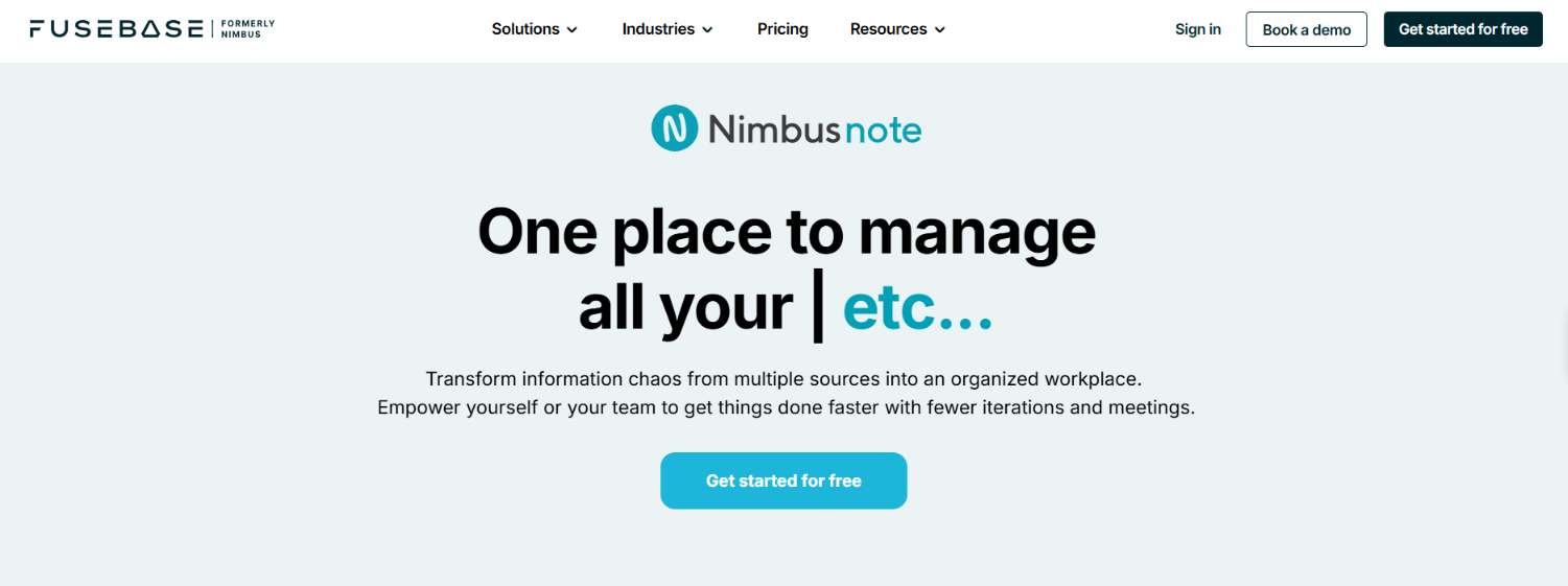 Nimbus Note Homepage Nimbus Note Homepage