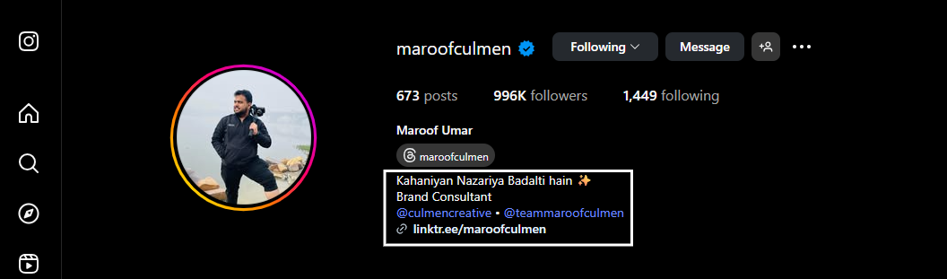 Instagram Bio Maroof Culmen Instagram Bio Maroof Culmen