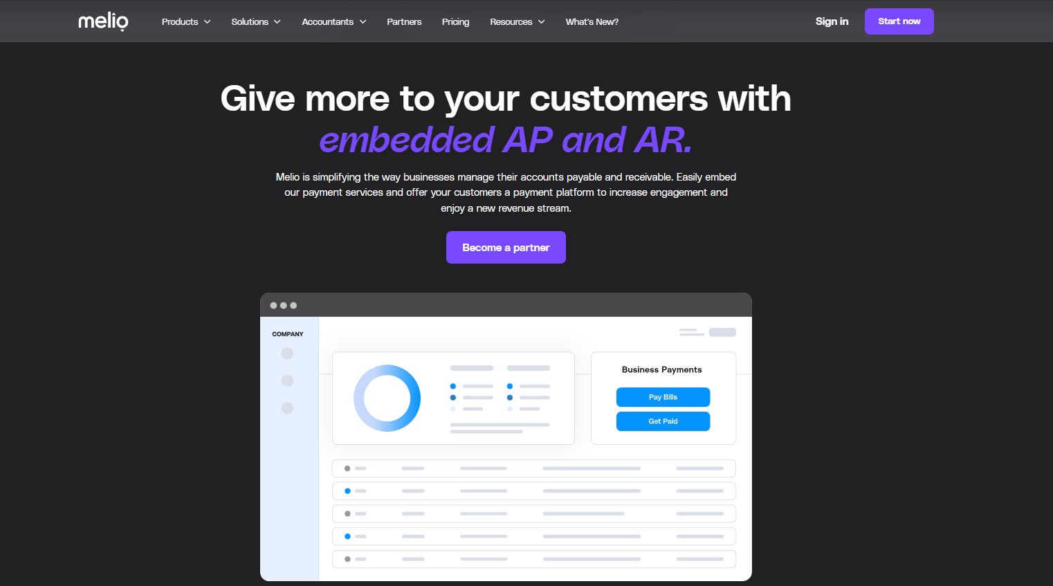 Screenshot Melio integrations