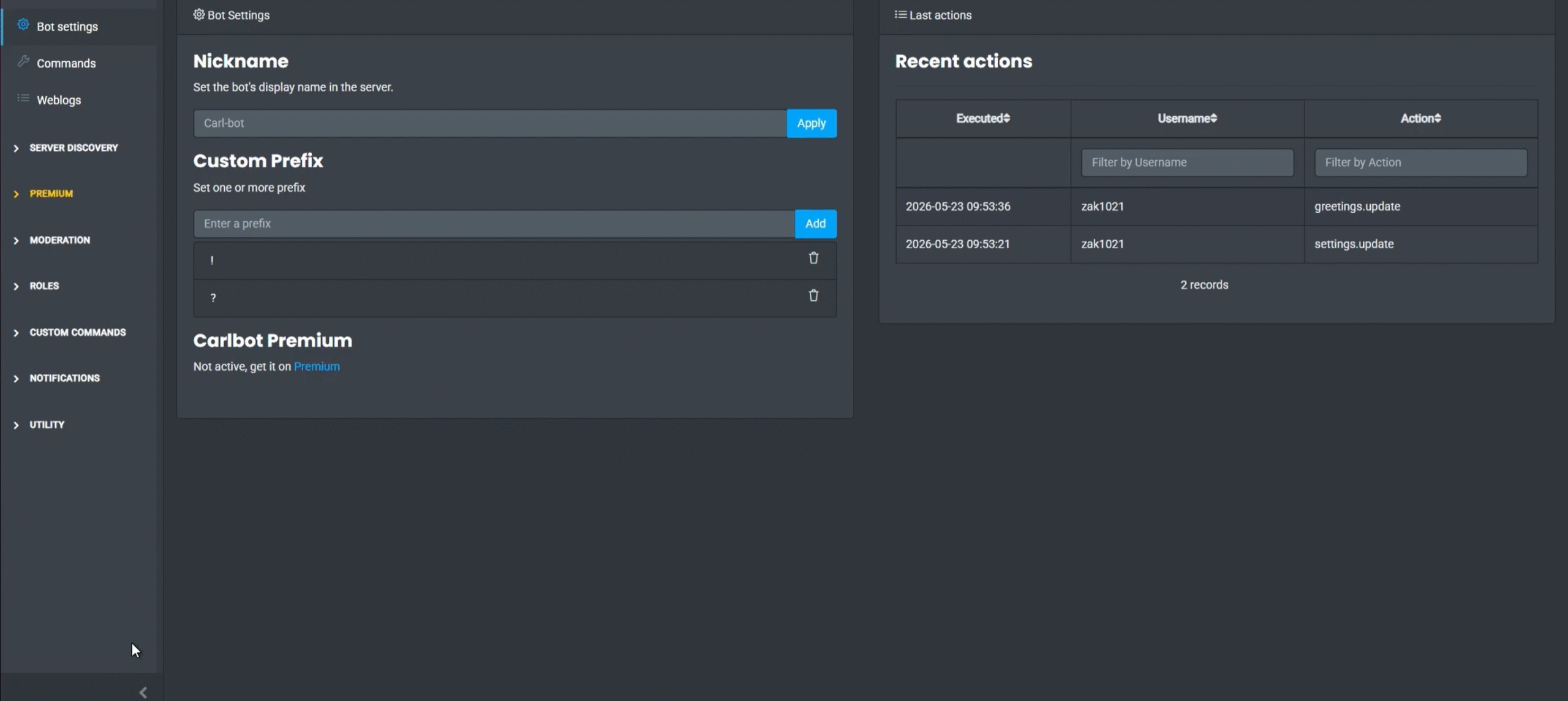 carl bot dashboard carl bot dashboard