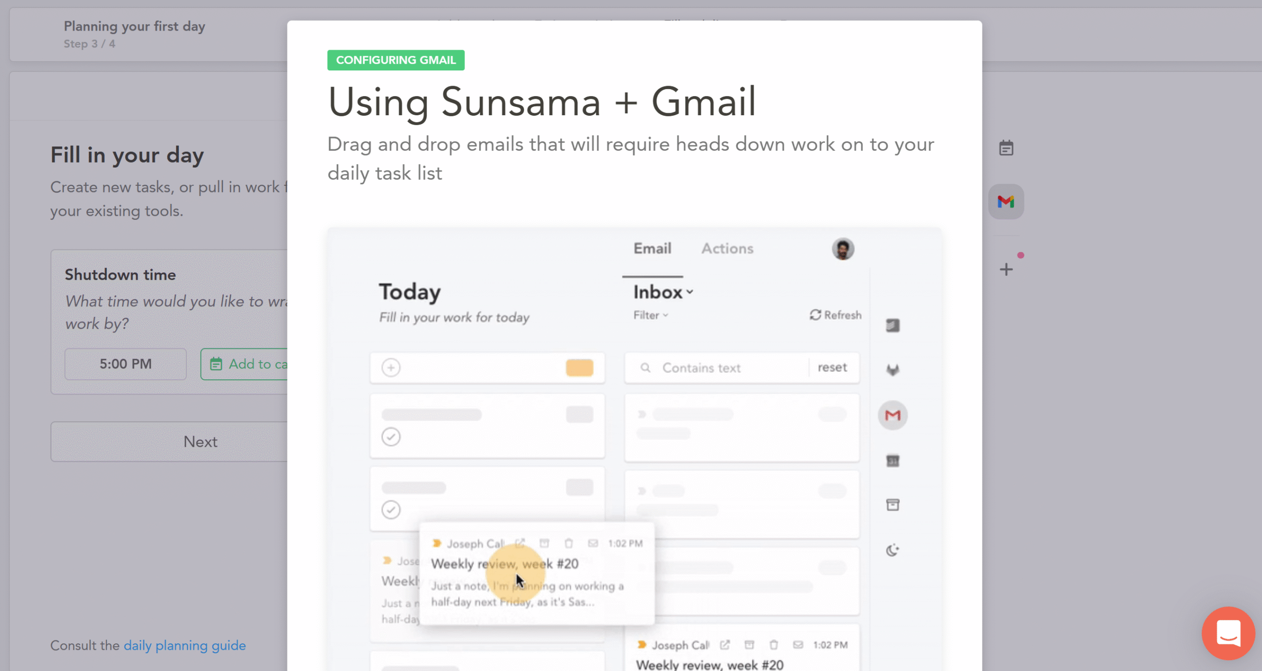 Sunsama gmail integration