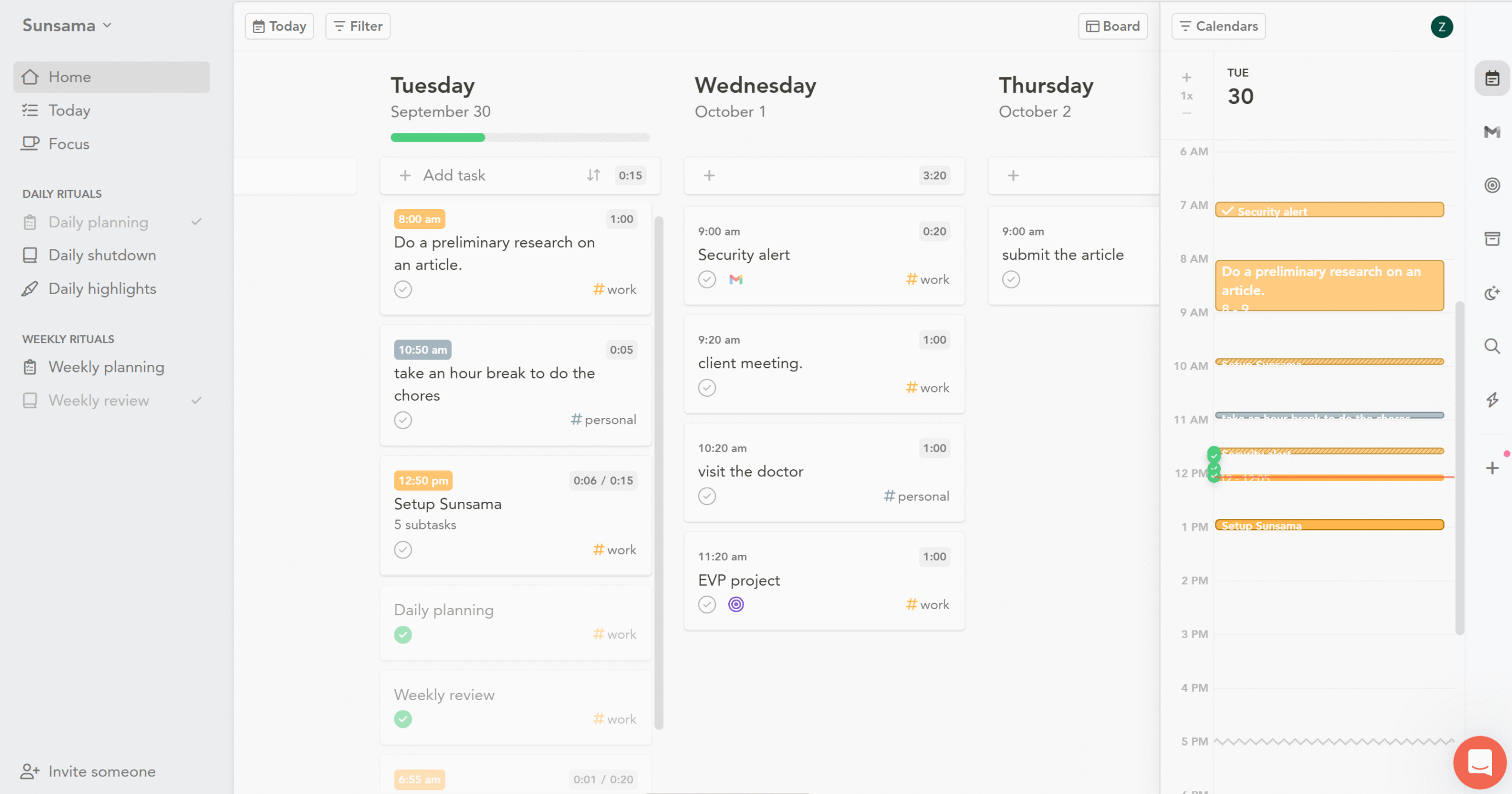 Sunsama scheduling