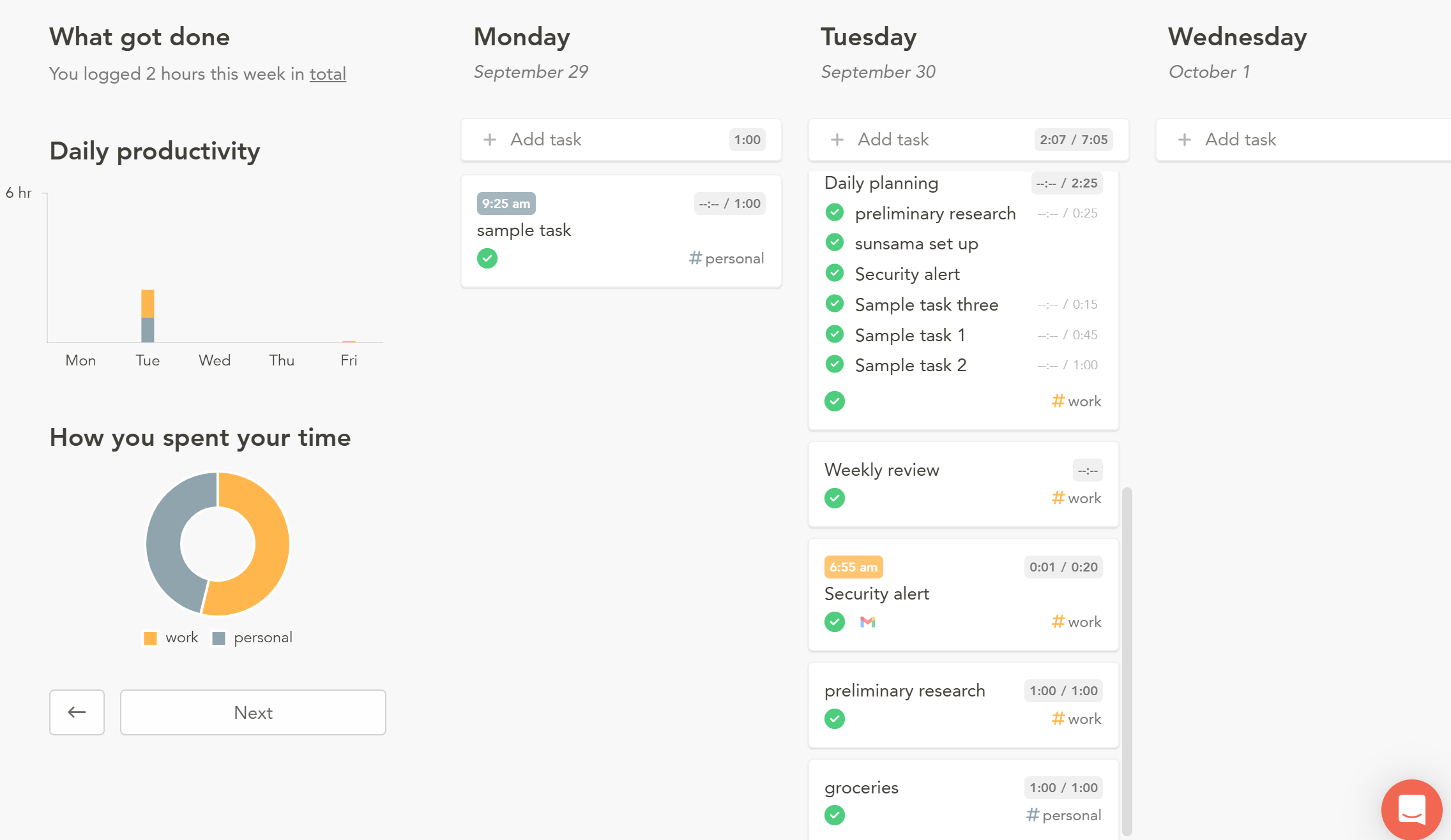 daily and weekly review