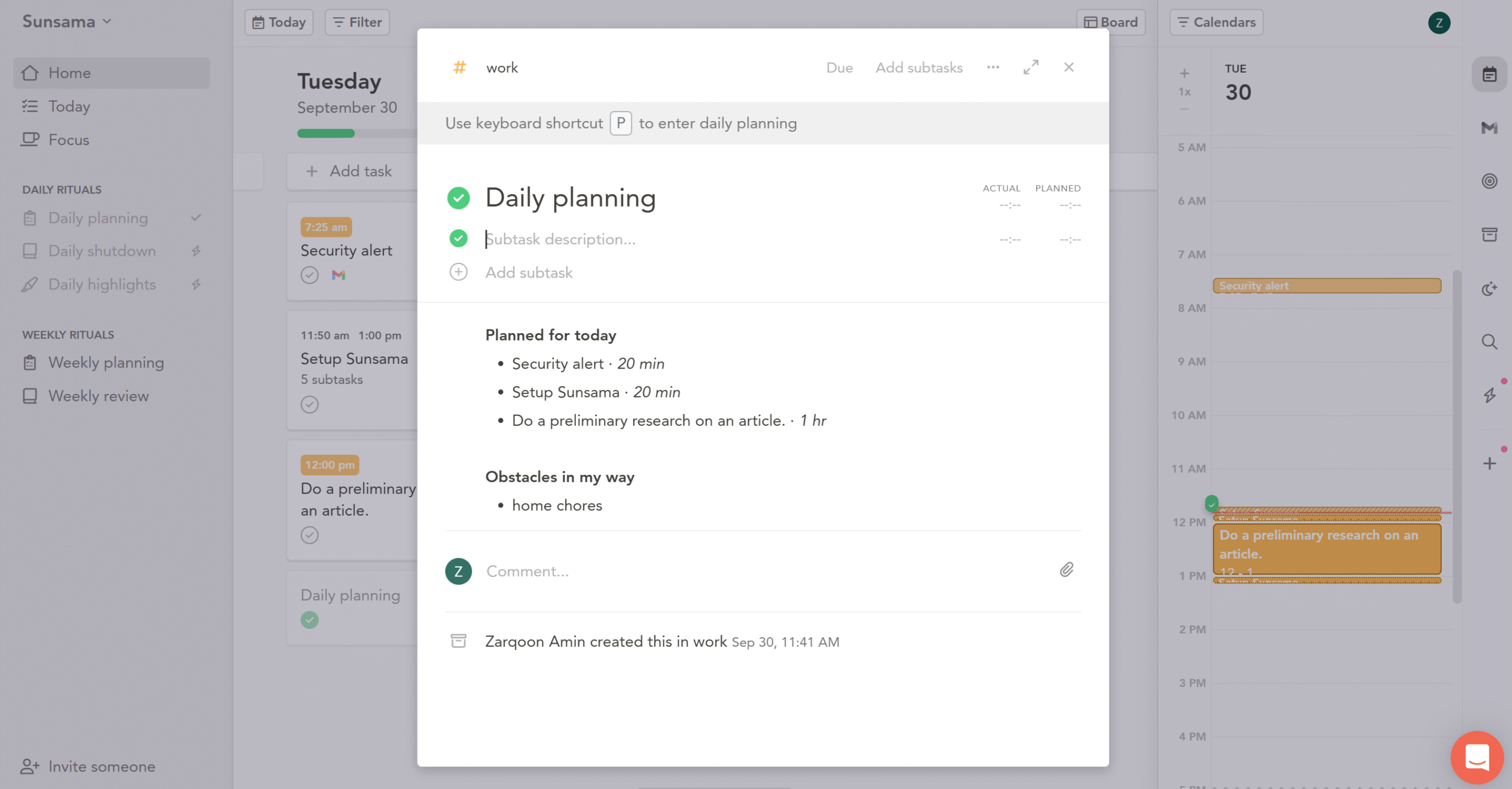 daily planning