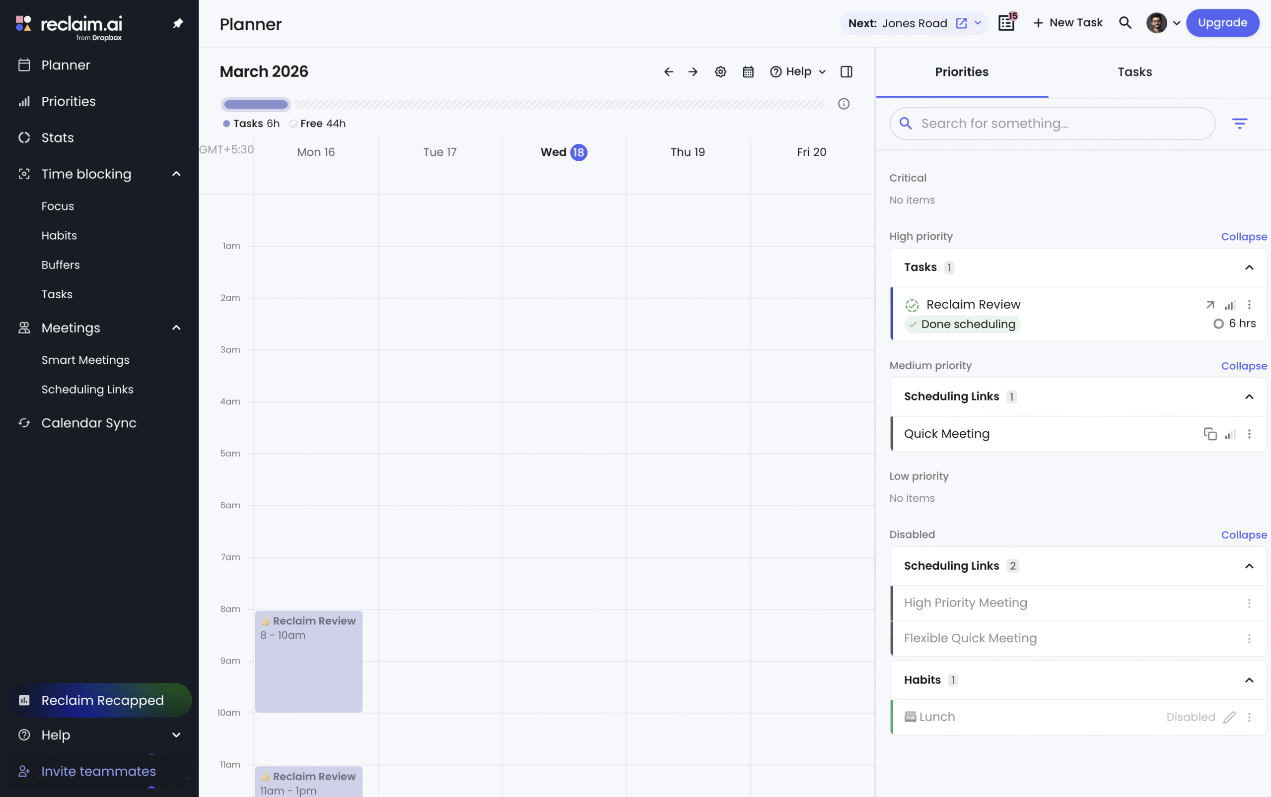 Reclaim Planner