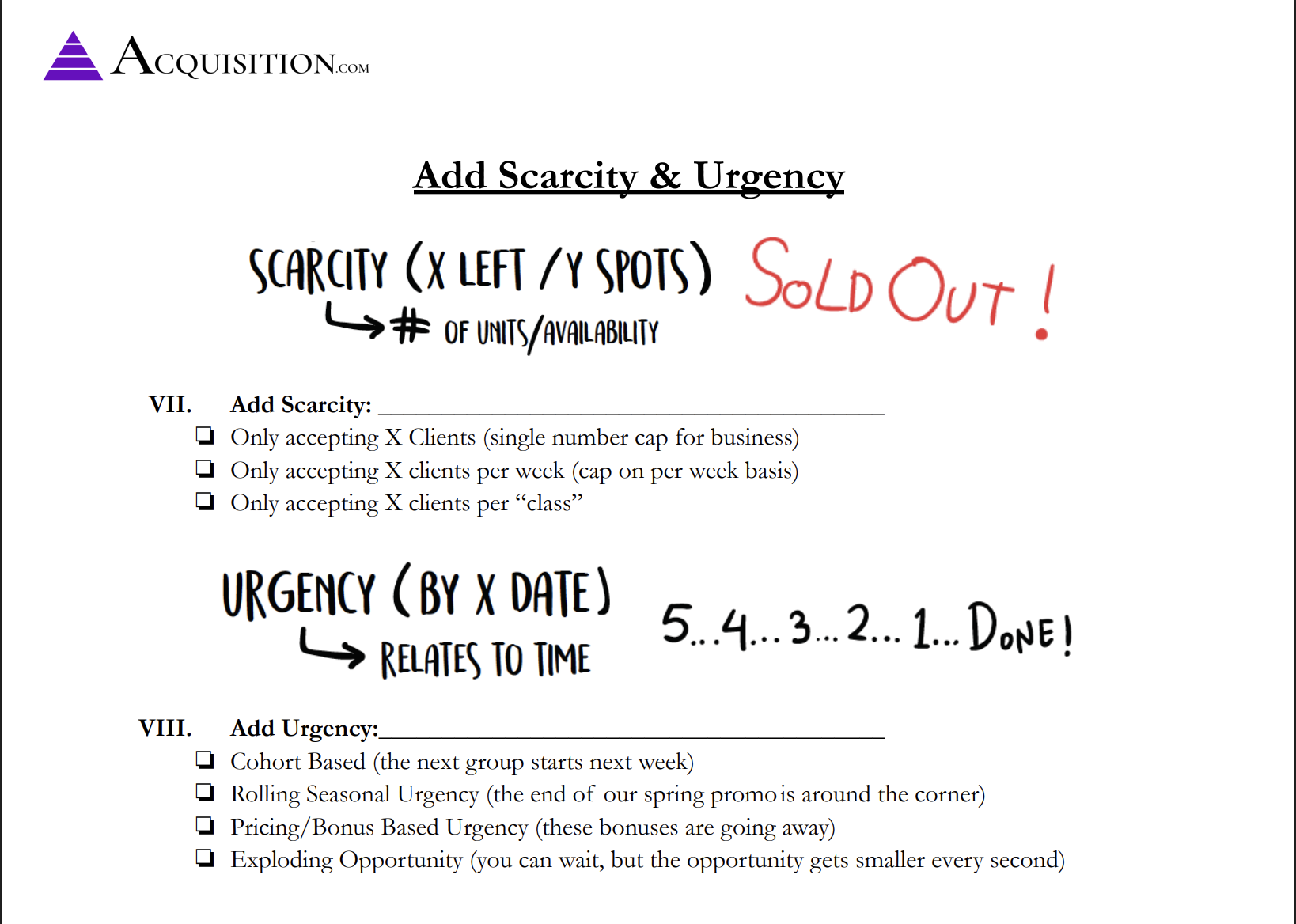 Scarcity and Urgency Cheat Sheet