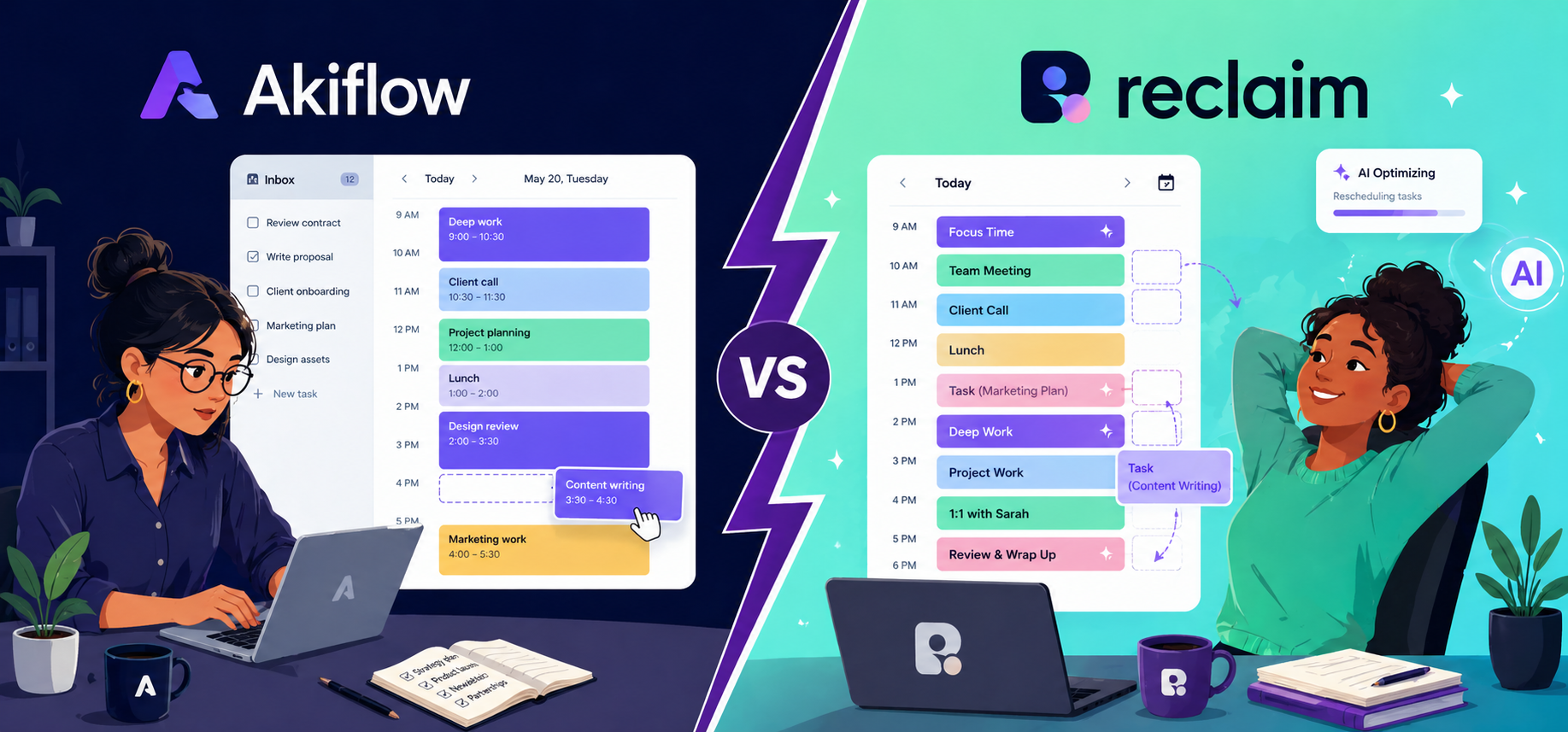 Akiflow vs reclaim productivity showdown