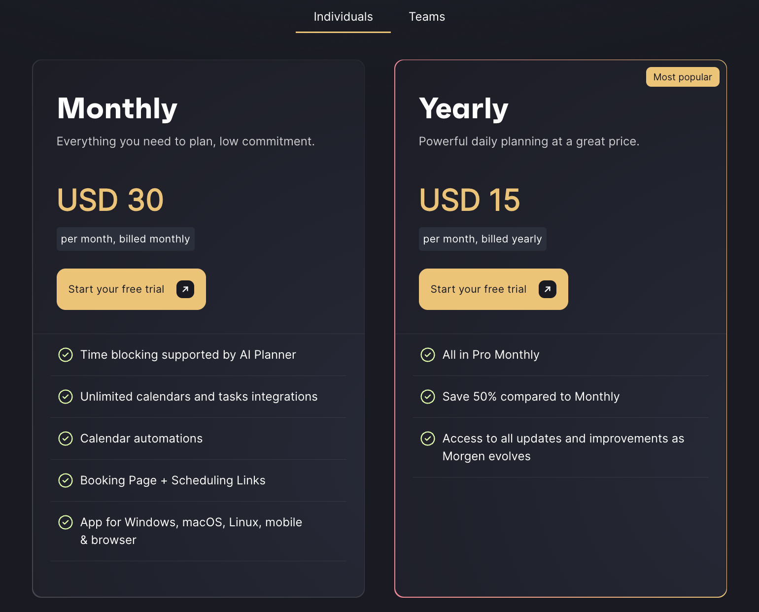 Morgen Pricing