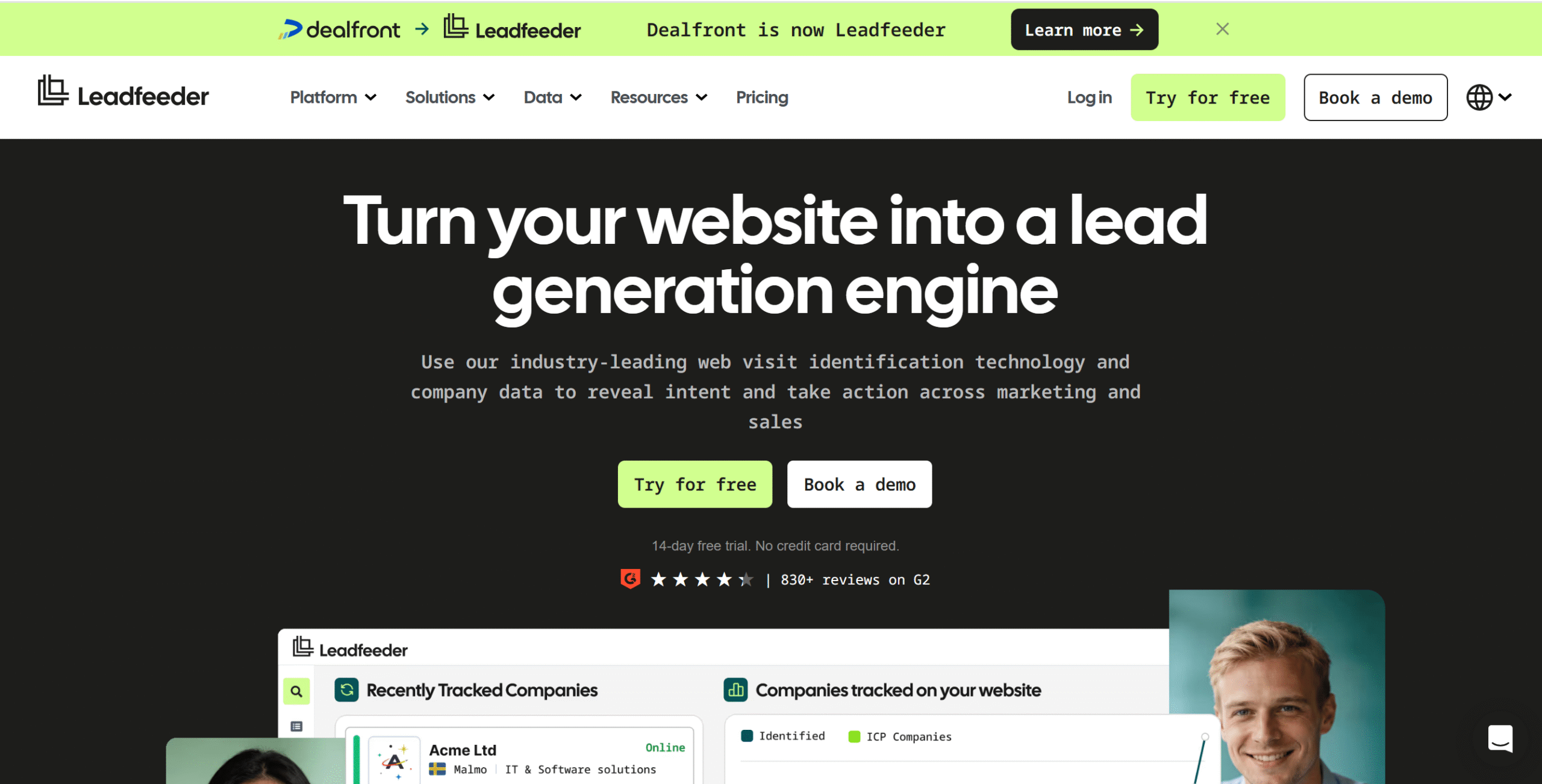 leadfeeder Leadfeeder B2B website visitor identification dashboard