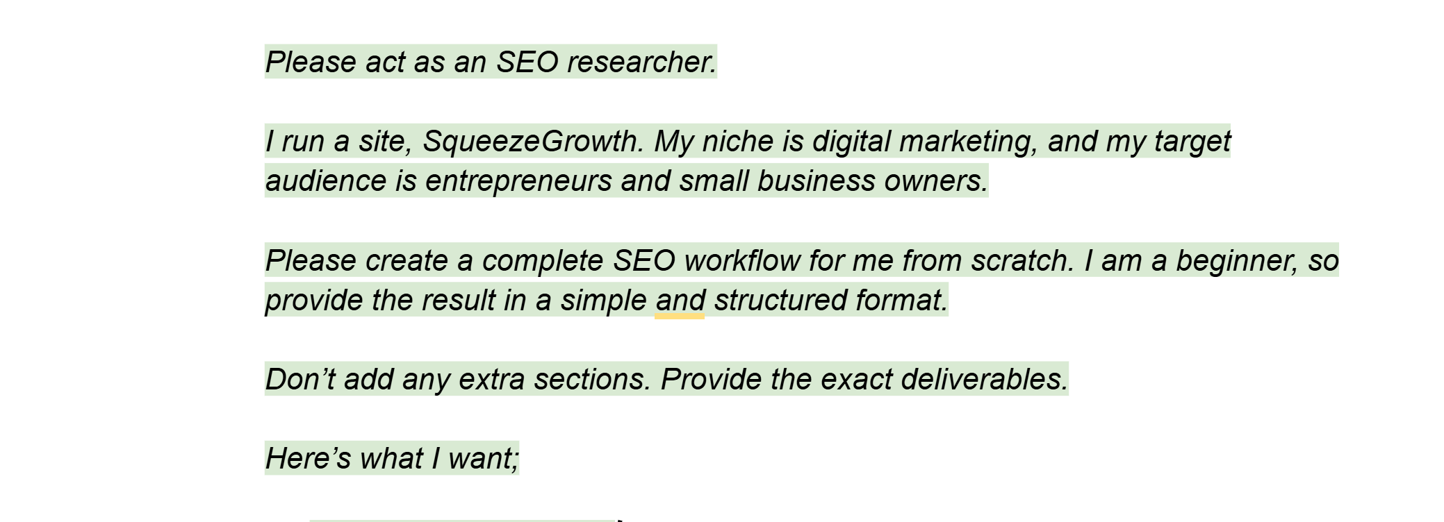 how to create a AI seo research prompt how to create a AI seo research prompt