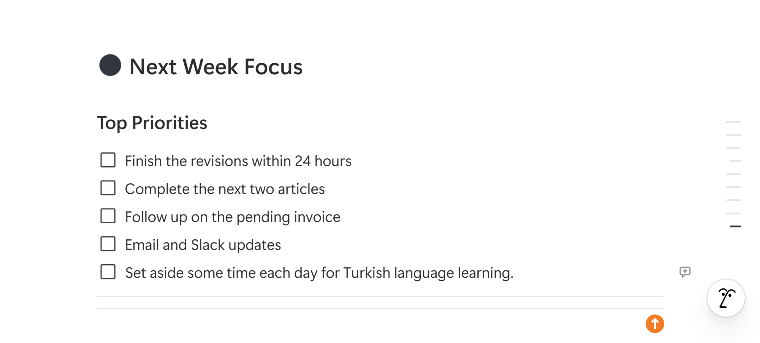 next week's focus next week's focus