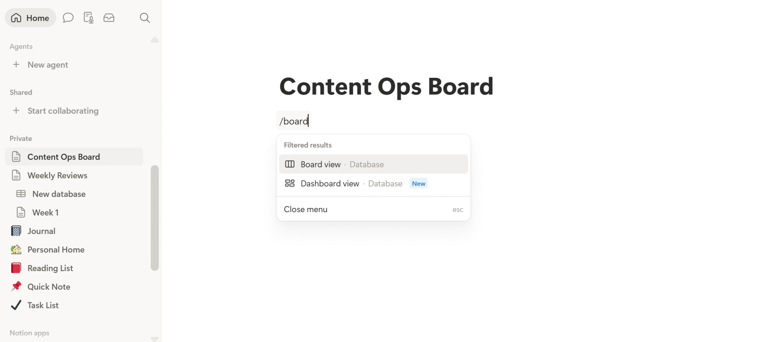 notion content ops board