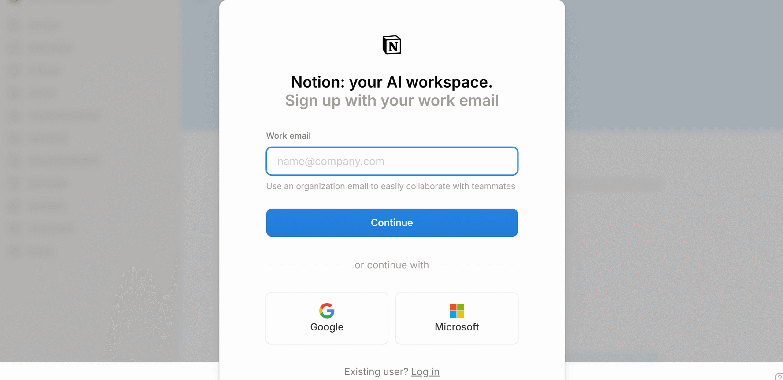 signup for notion